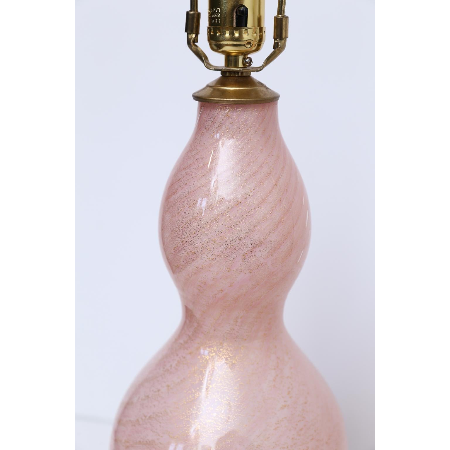 Pink Murano Glass Lamps, a Pair 1