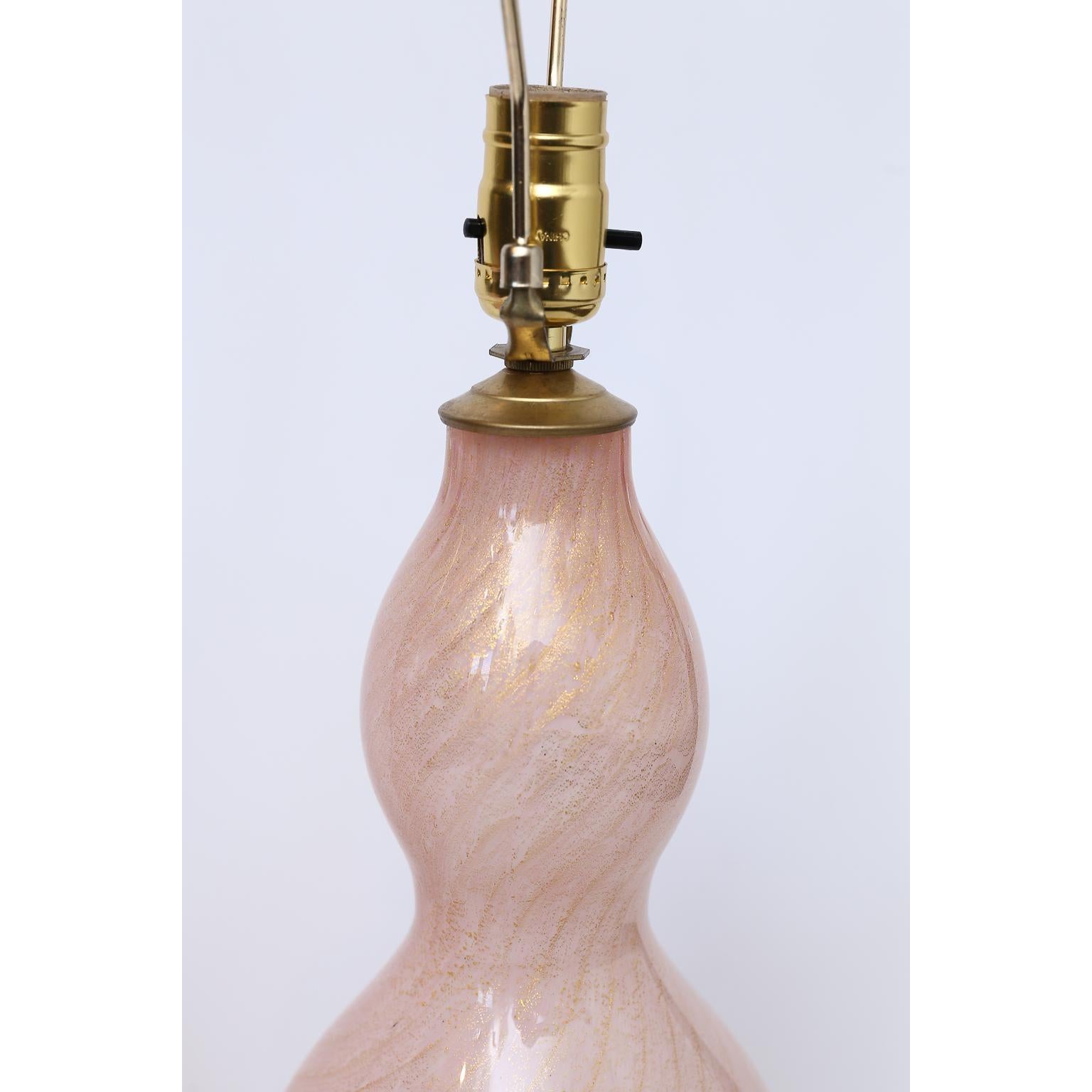 Pink Murano Glass Lamps, a Pair 2