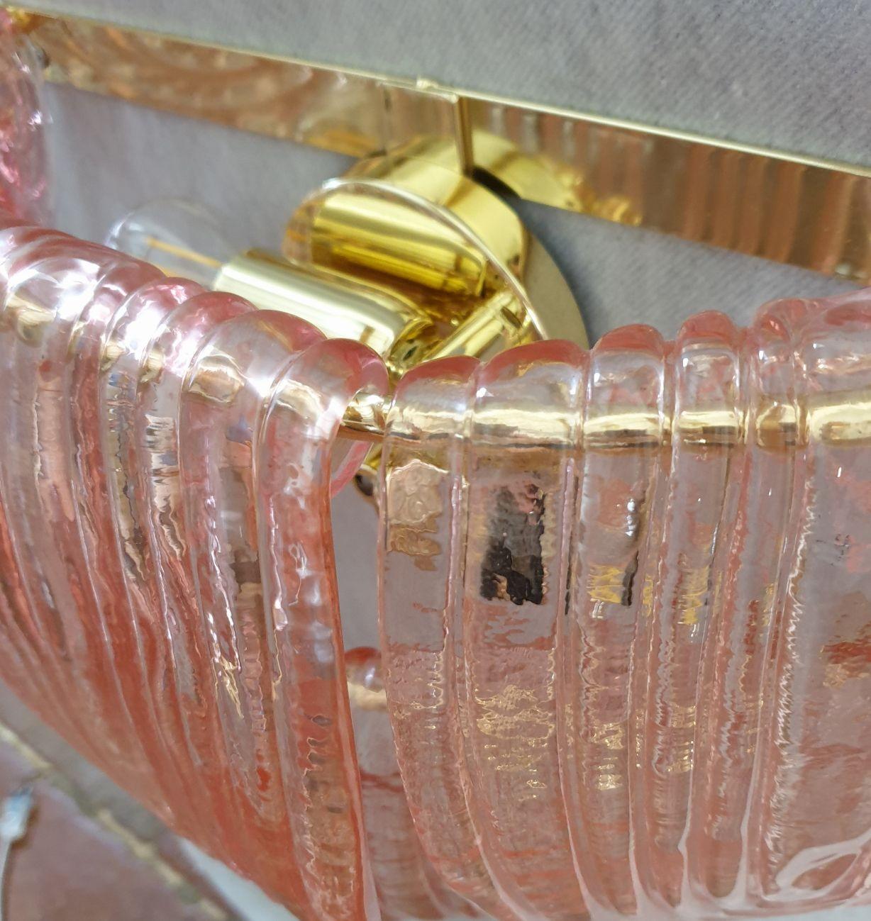 Late 20th Century Pink Murano glass sconces - a pair For Sale