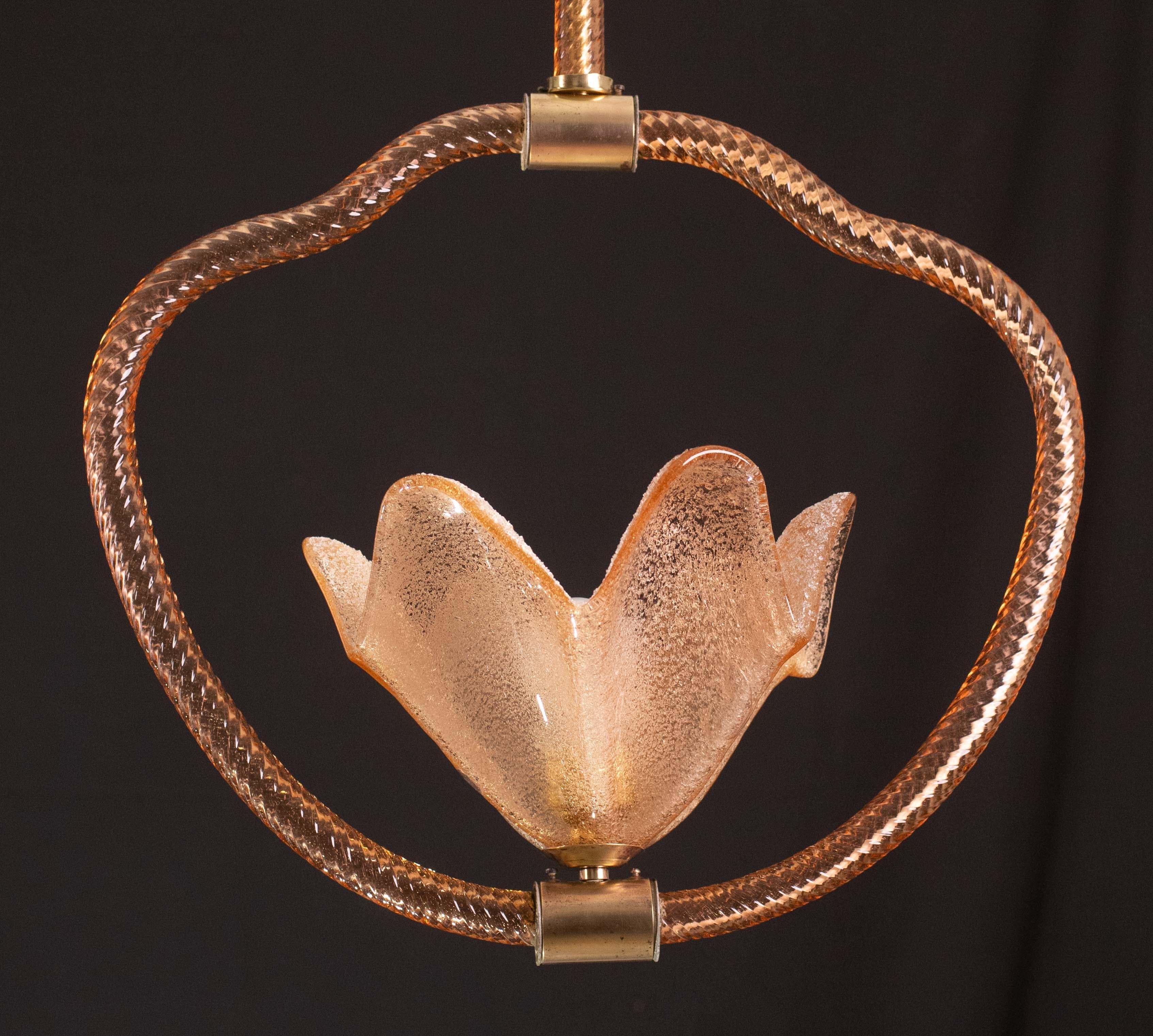 Lustre en verre de Murano rose de Barovier E Toso, années 1940 en vente 4