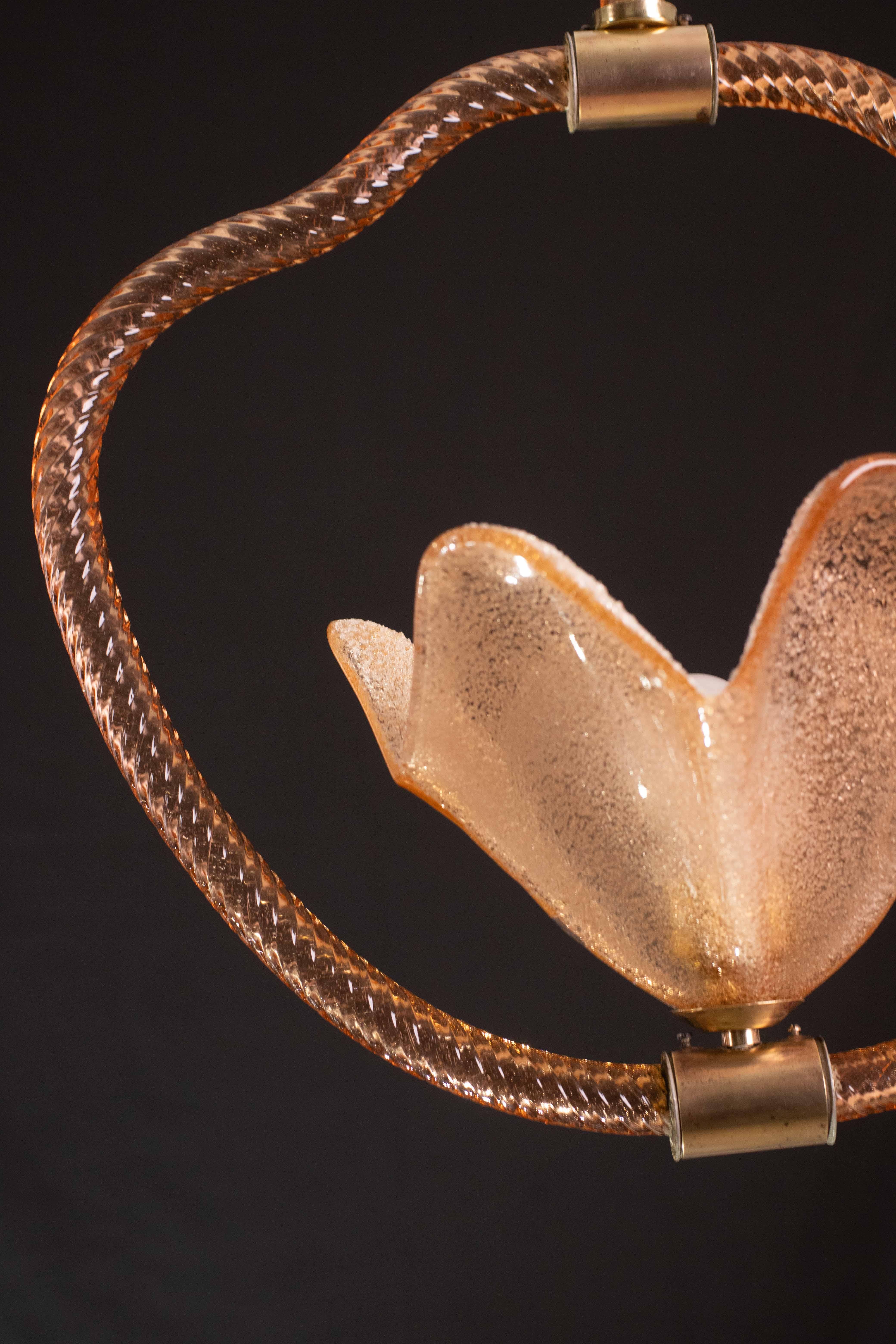 Lustre en verre de Murano rose de Barovier E Toso, années 1940 en vente 5