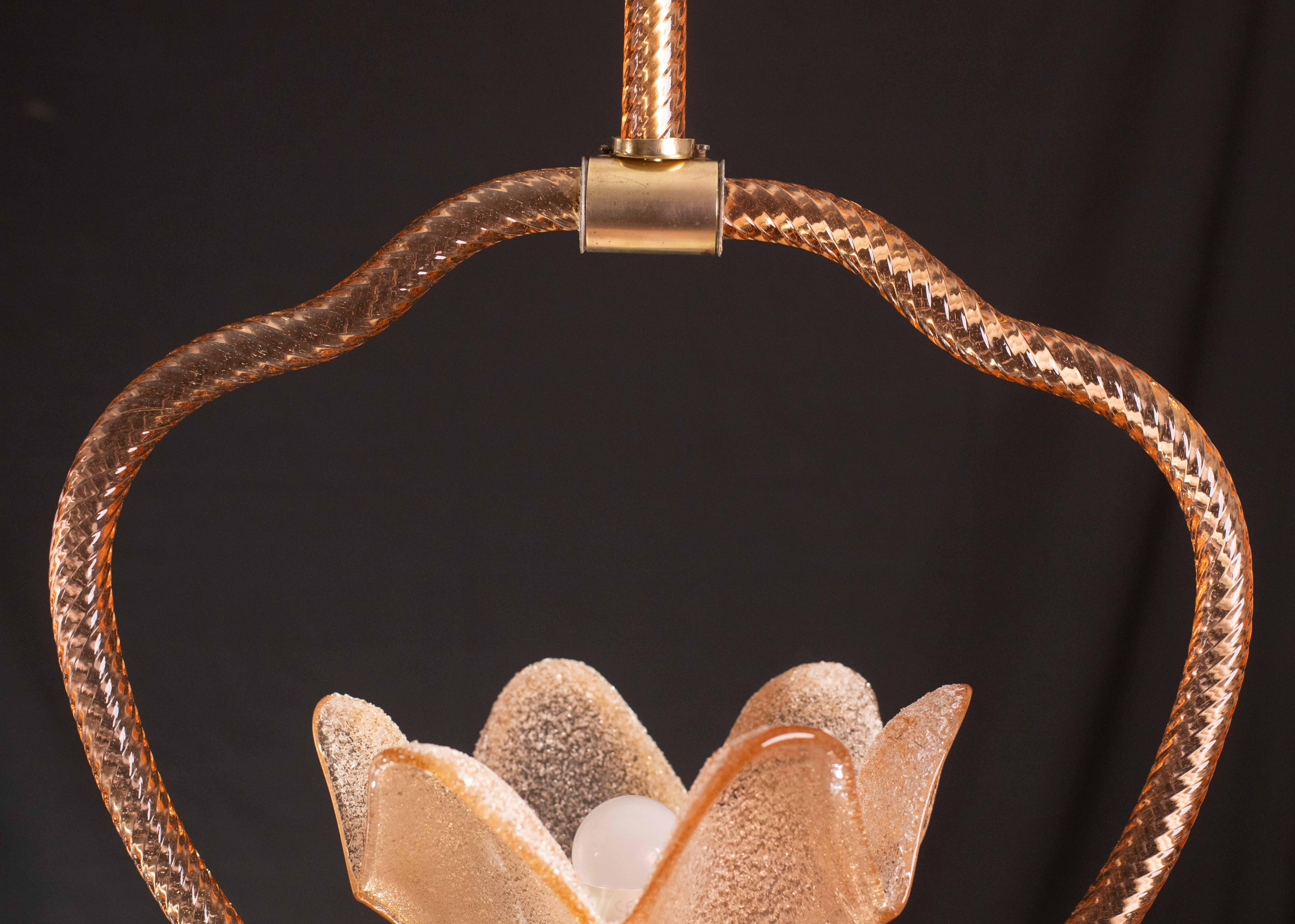 Lustre en verre de Murano rose de Barovier E Toso, années 1940 en vente 6