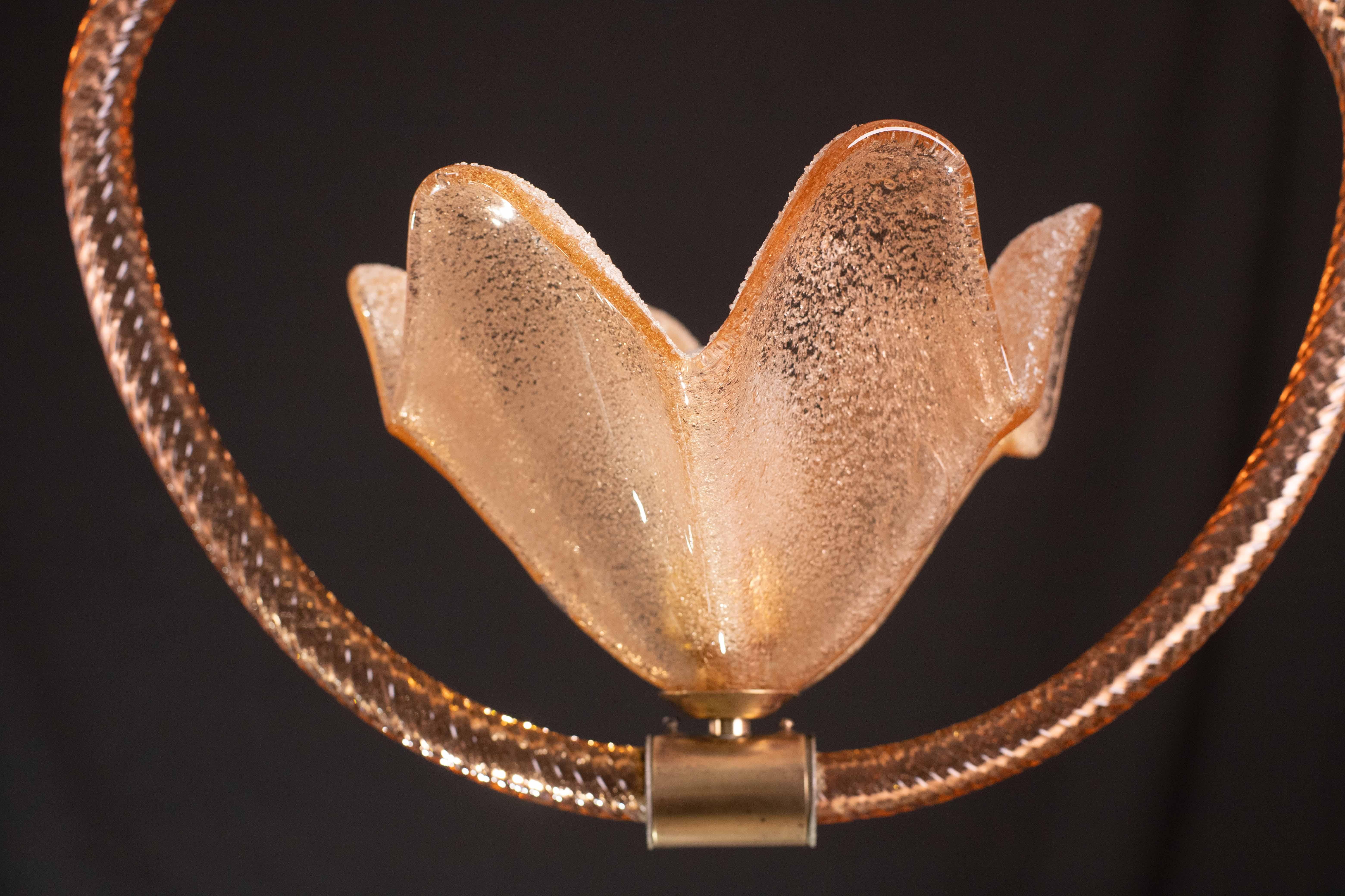 Lustre en verre de Murano rose de Barovier E Toso, années 1940 Bon état - En vente à Roma, IT
