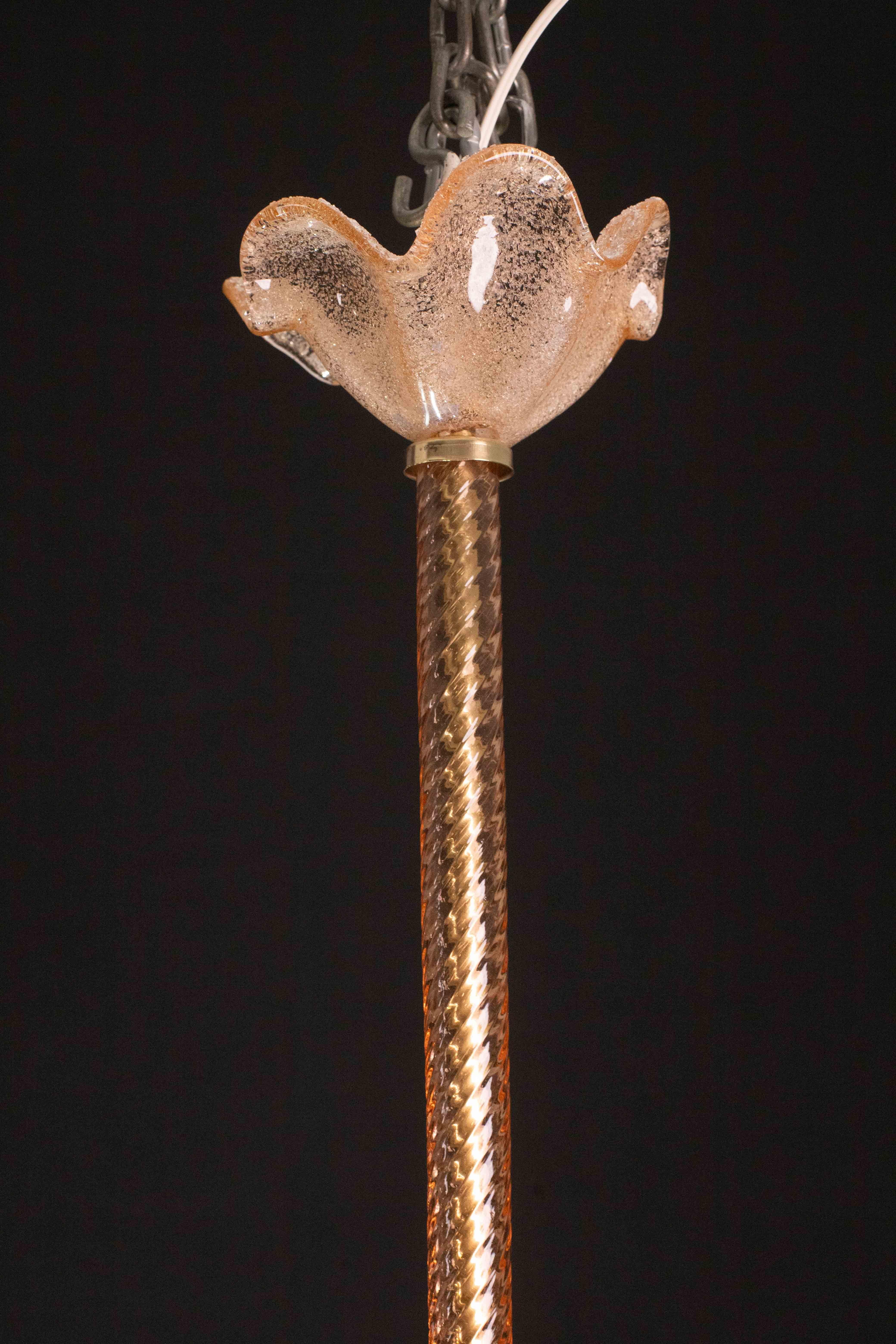 Lustre en verre de Murano rose de Barovier E Toso, années 1940 en vente 1