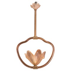 Lustre en verre de Murano rose de Barovier E Toso, années 1940