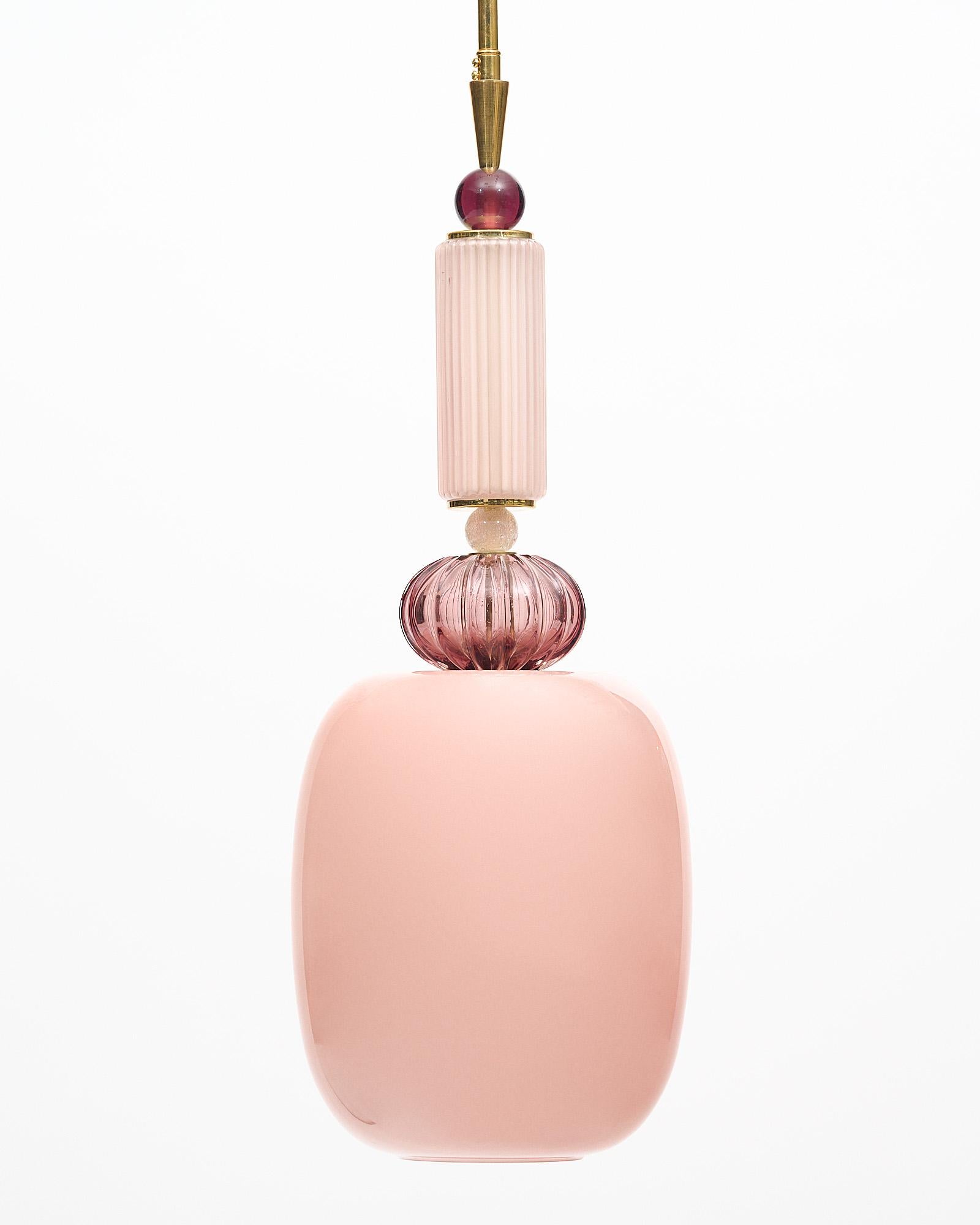 Mid-Century Modern Pink Murano Glass Pendant Lights For Sale