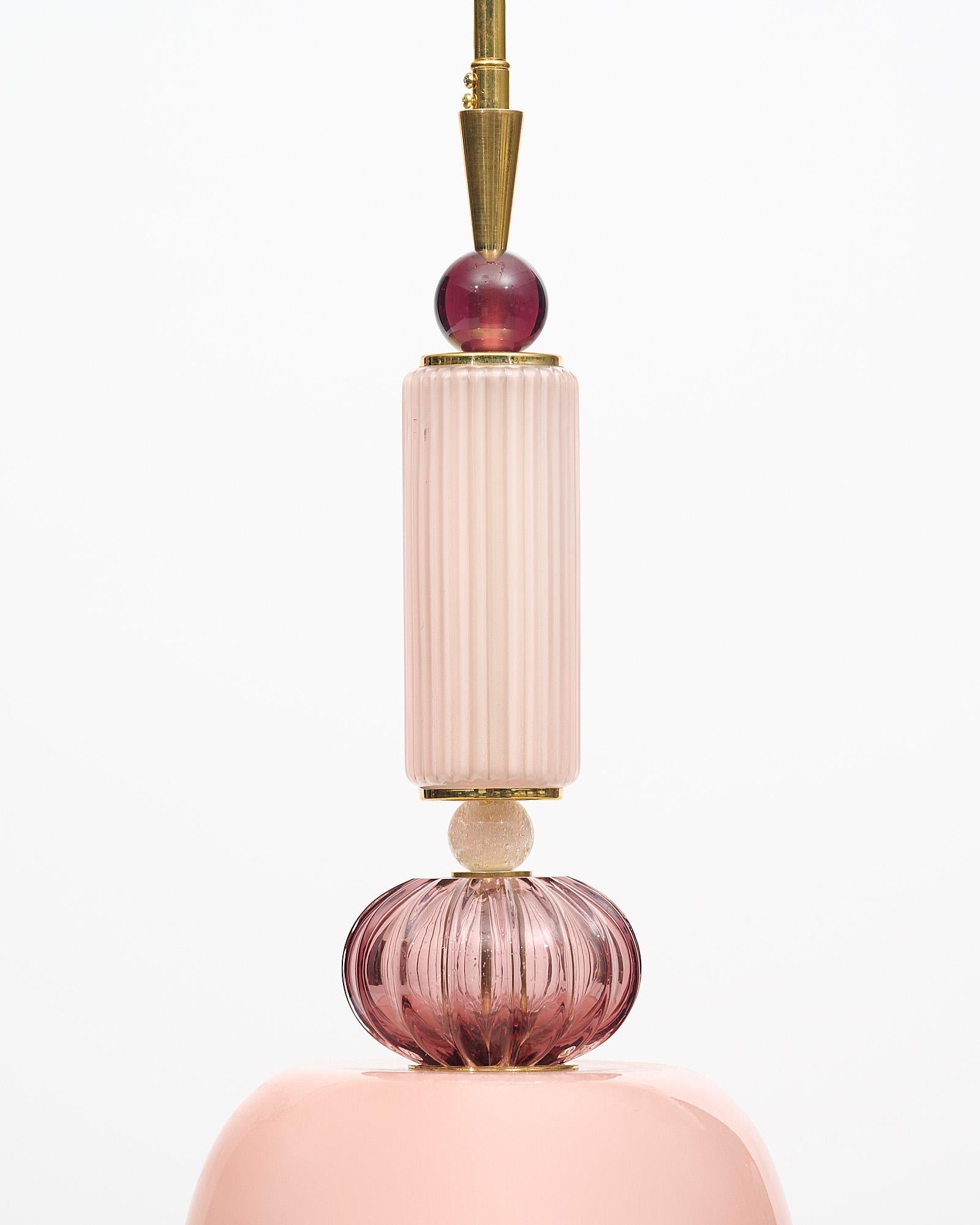 Italian Pink Murano Glass Pendant Lights For Sale