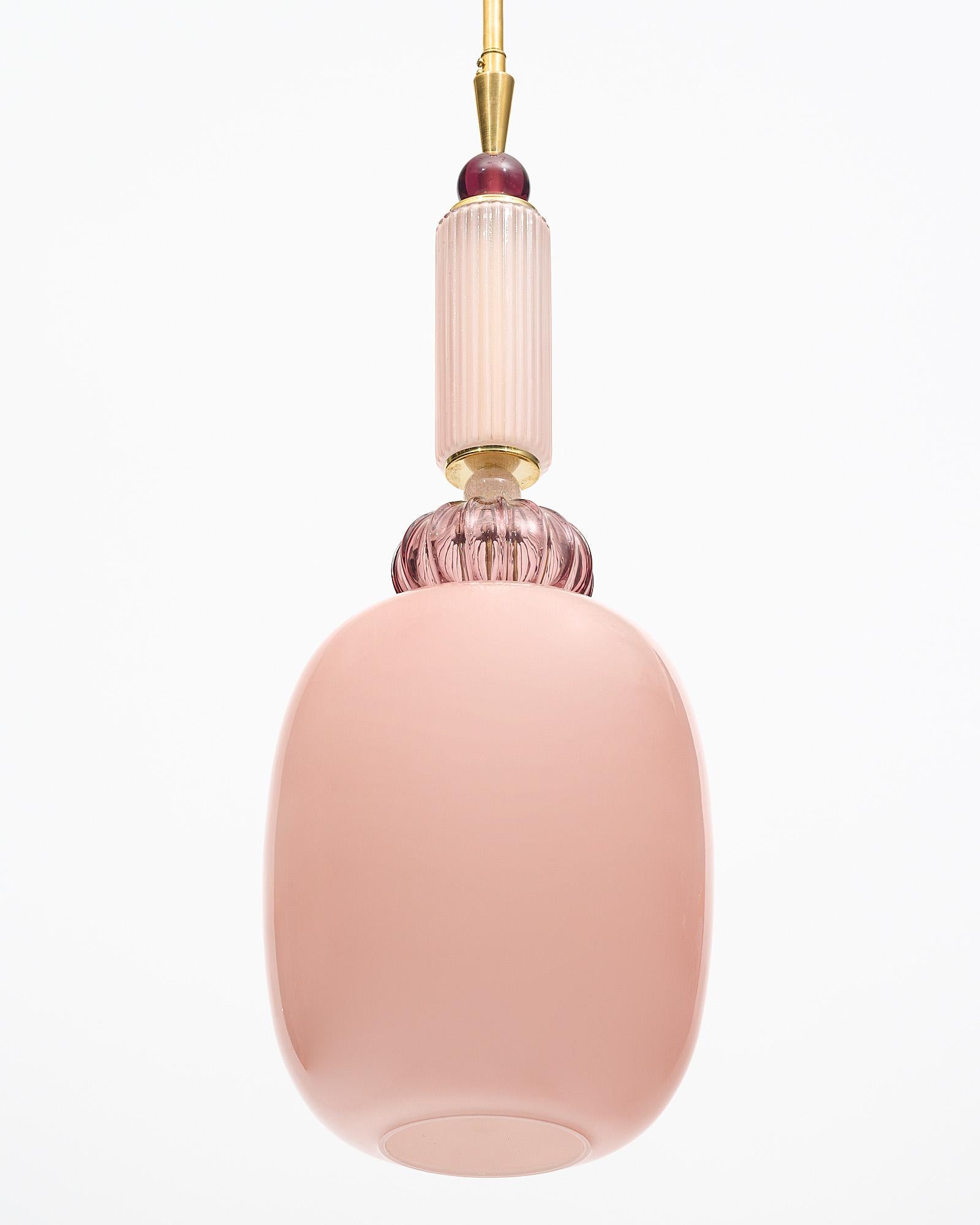 Pink Murano Glass Pendant Lights In New Condition For Sale In Austin, TX
