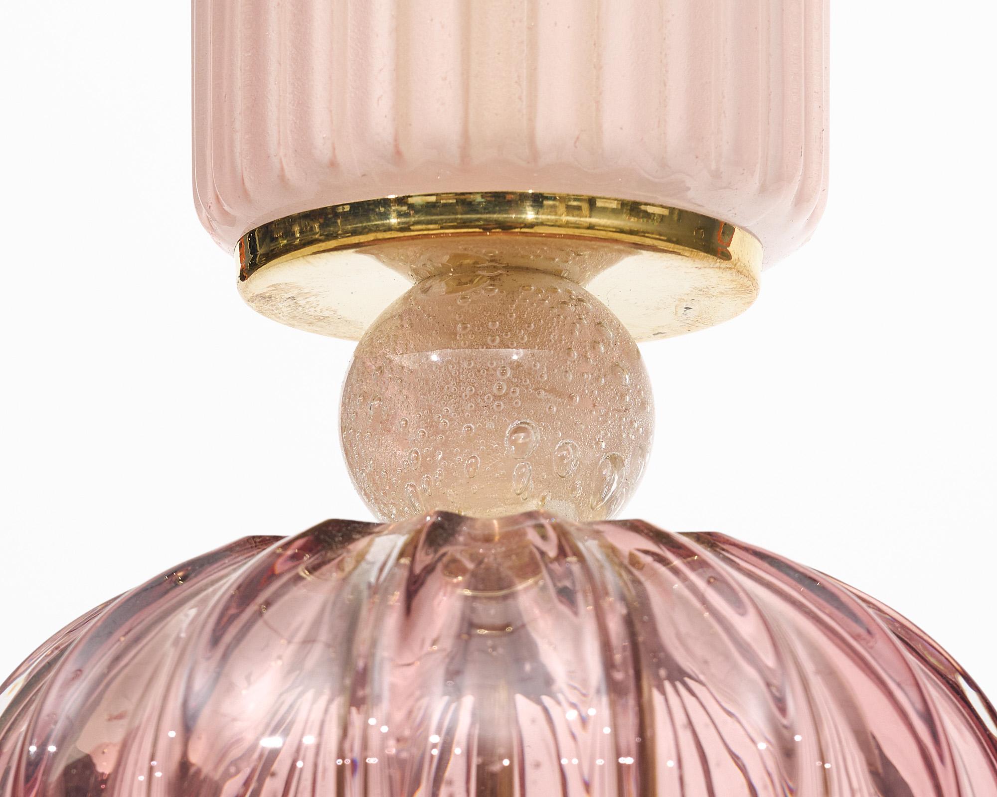 Pink Murano Glass Pendant Lights For Sale 2