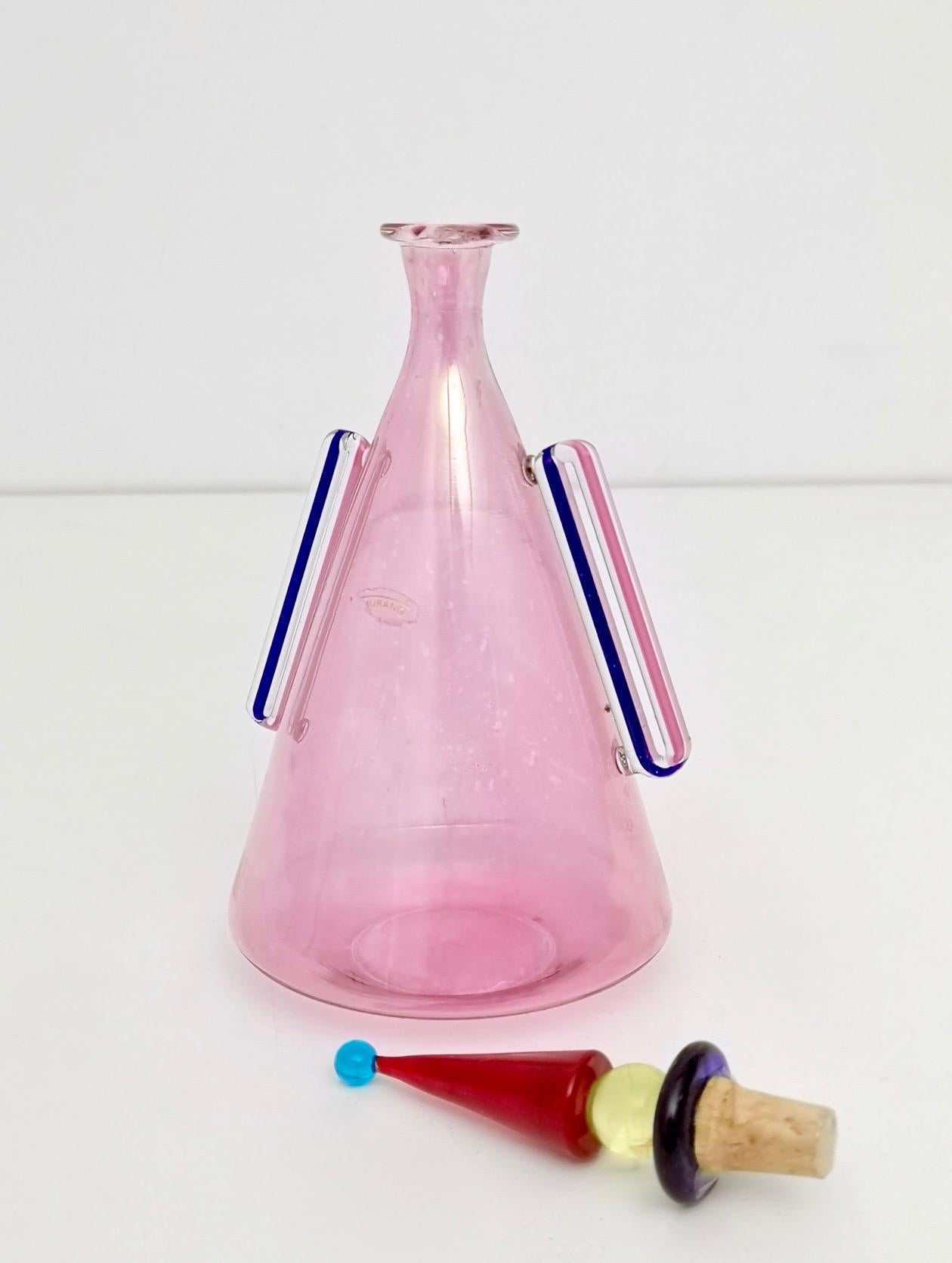 Italian Pink Murano Glass Perfume Bottle, Italy, 1980s 