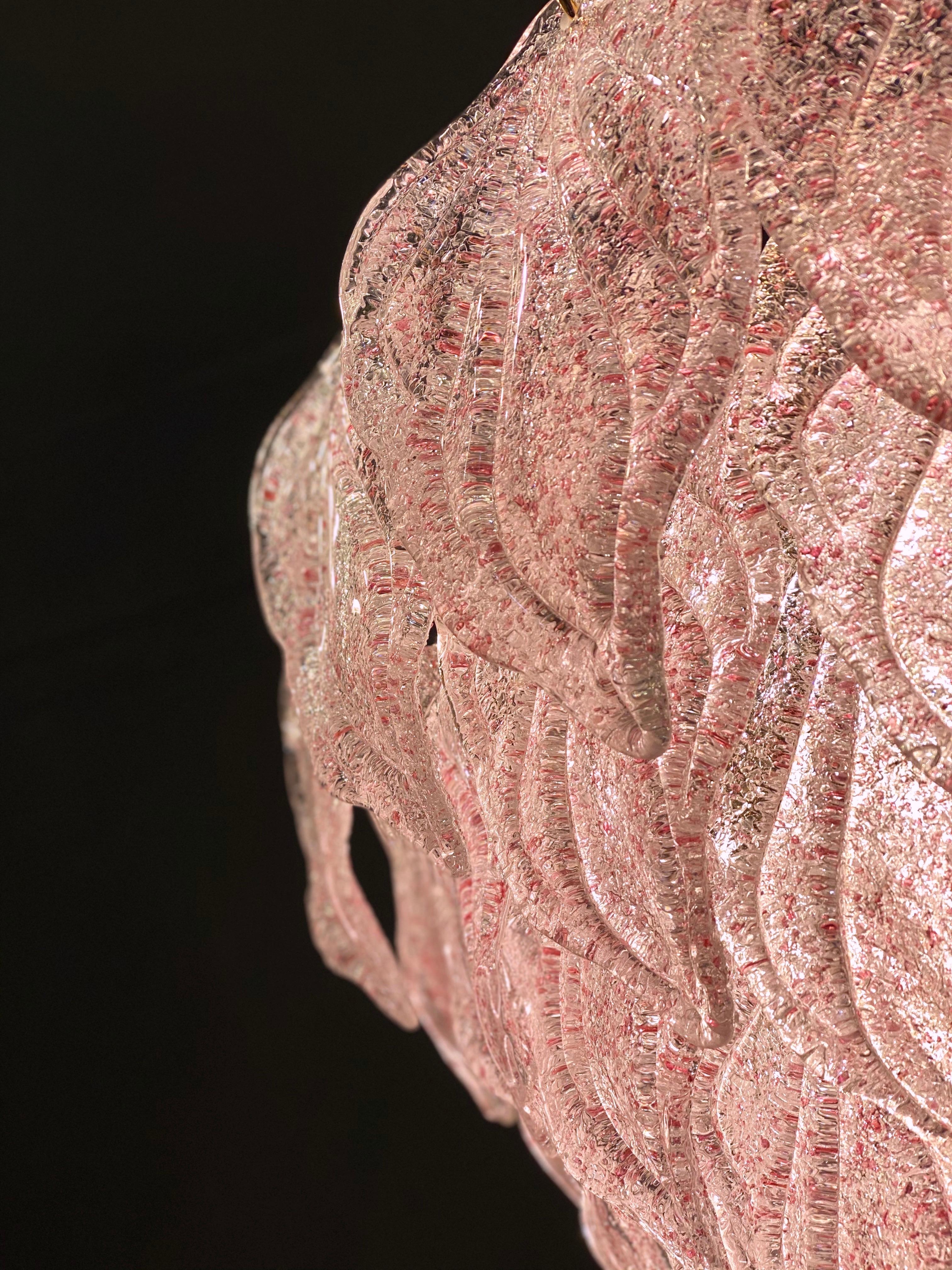 Pink Murano Glass Polar Chandelier, Italy, 1970s en vente 11