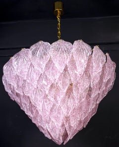 Lustre polaire en verre de Murano rose, Italie, 1970