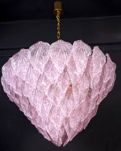 Lustre polaire en verre de Murano rose, Italie, 1970