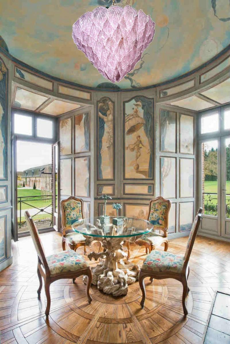Italian Pink Murano Glass Polar Chandelier, Italy, 1970s For Sale