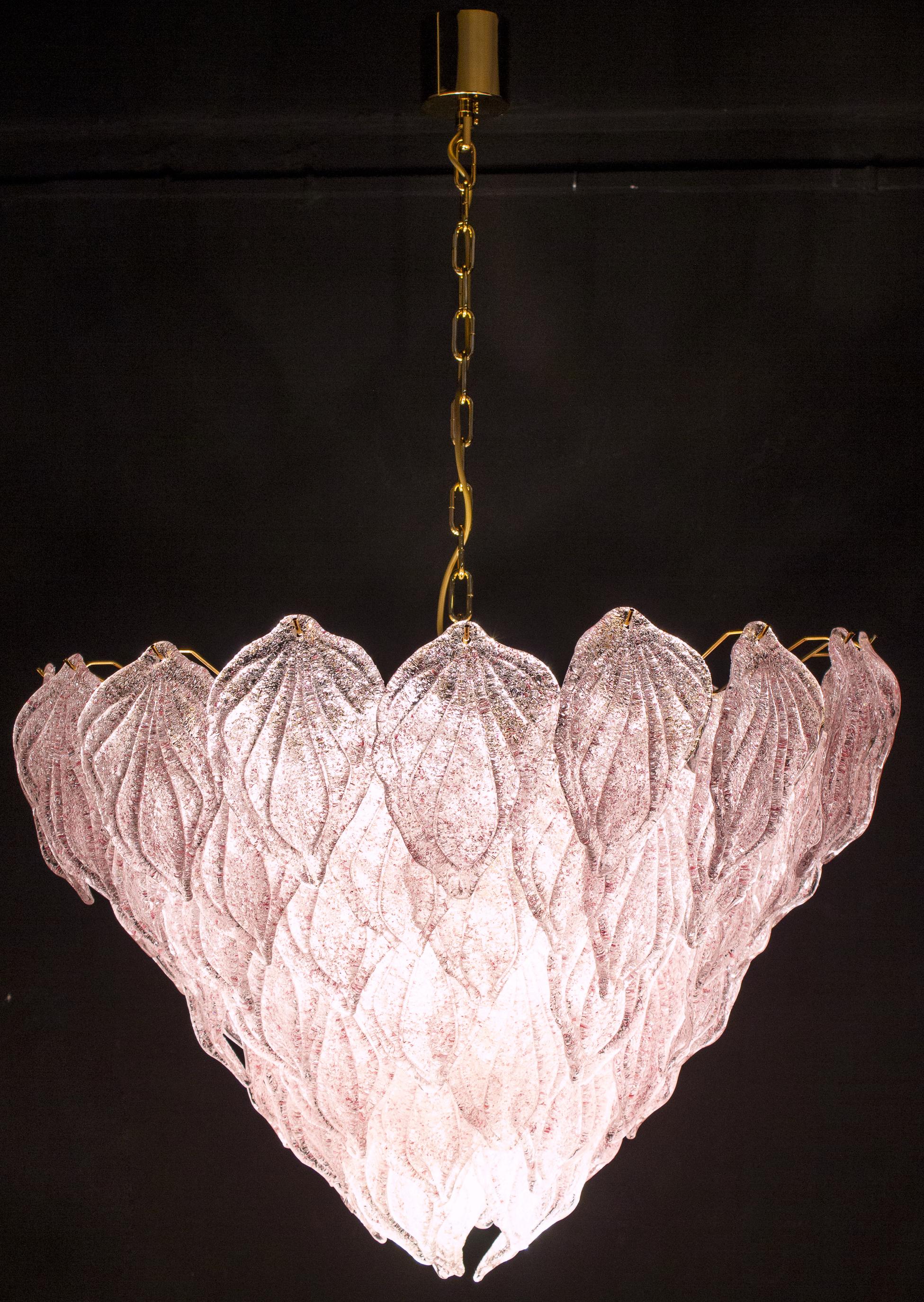 italien Pink Murano Glass Polar Chandelier, Italy, 1970s en vente