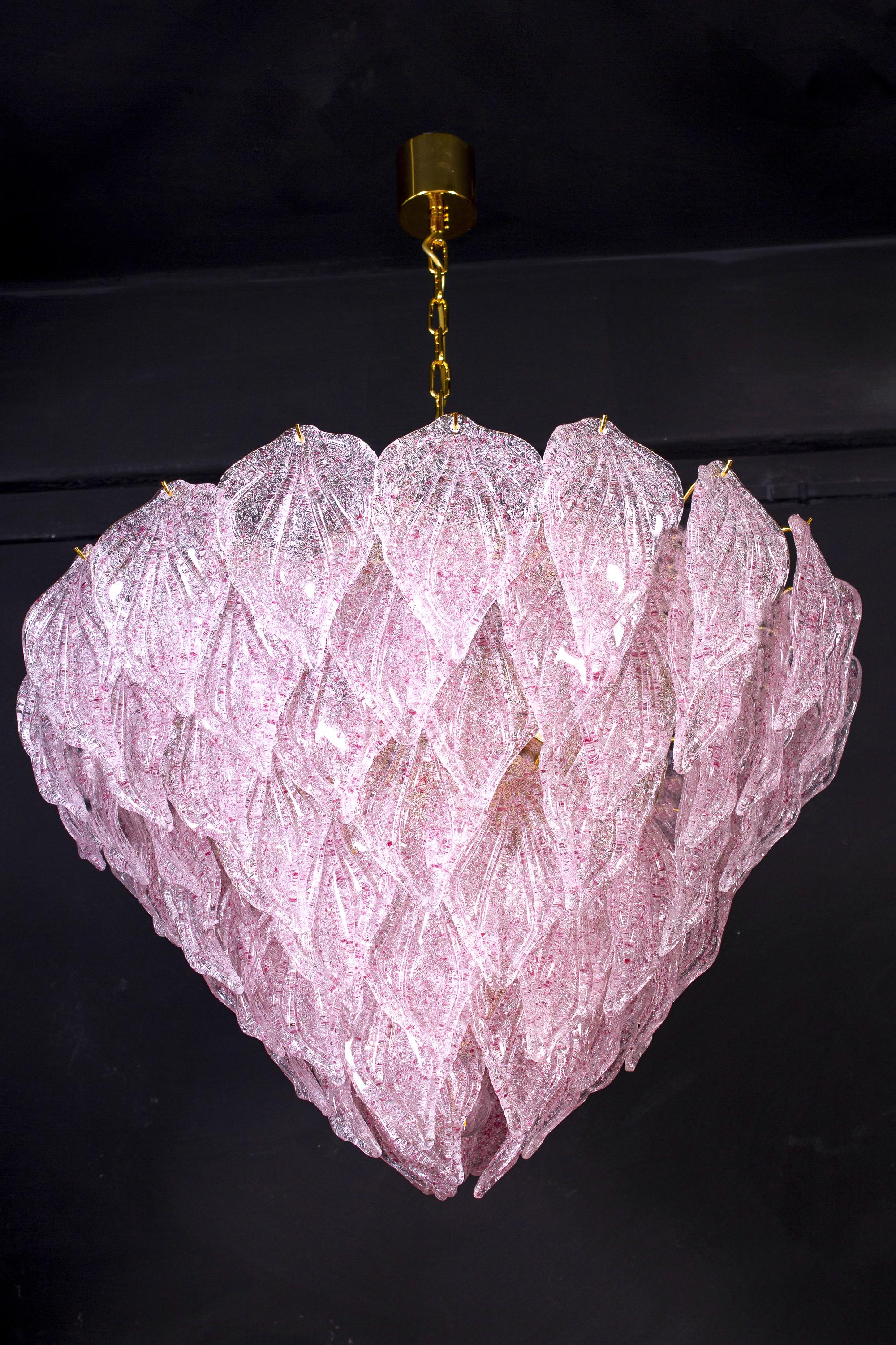 20th Century  Pink Murano Glass Polar Chandelier, Italy, 1970s For Sale