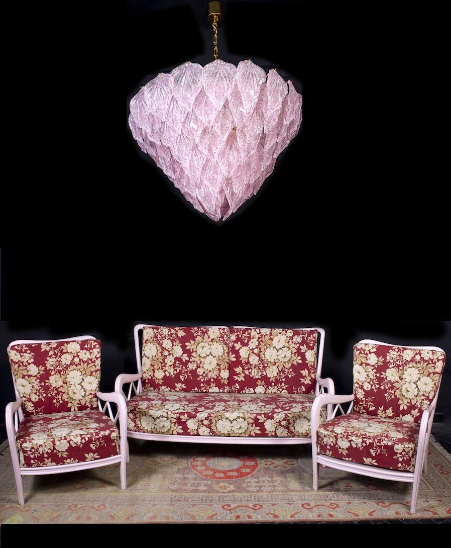 Verre brun Pink Murano Glass Polar Chandelier, Italy, 1970s en vente