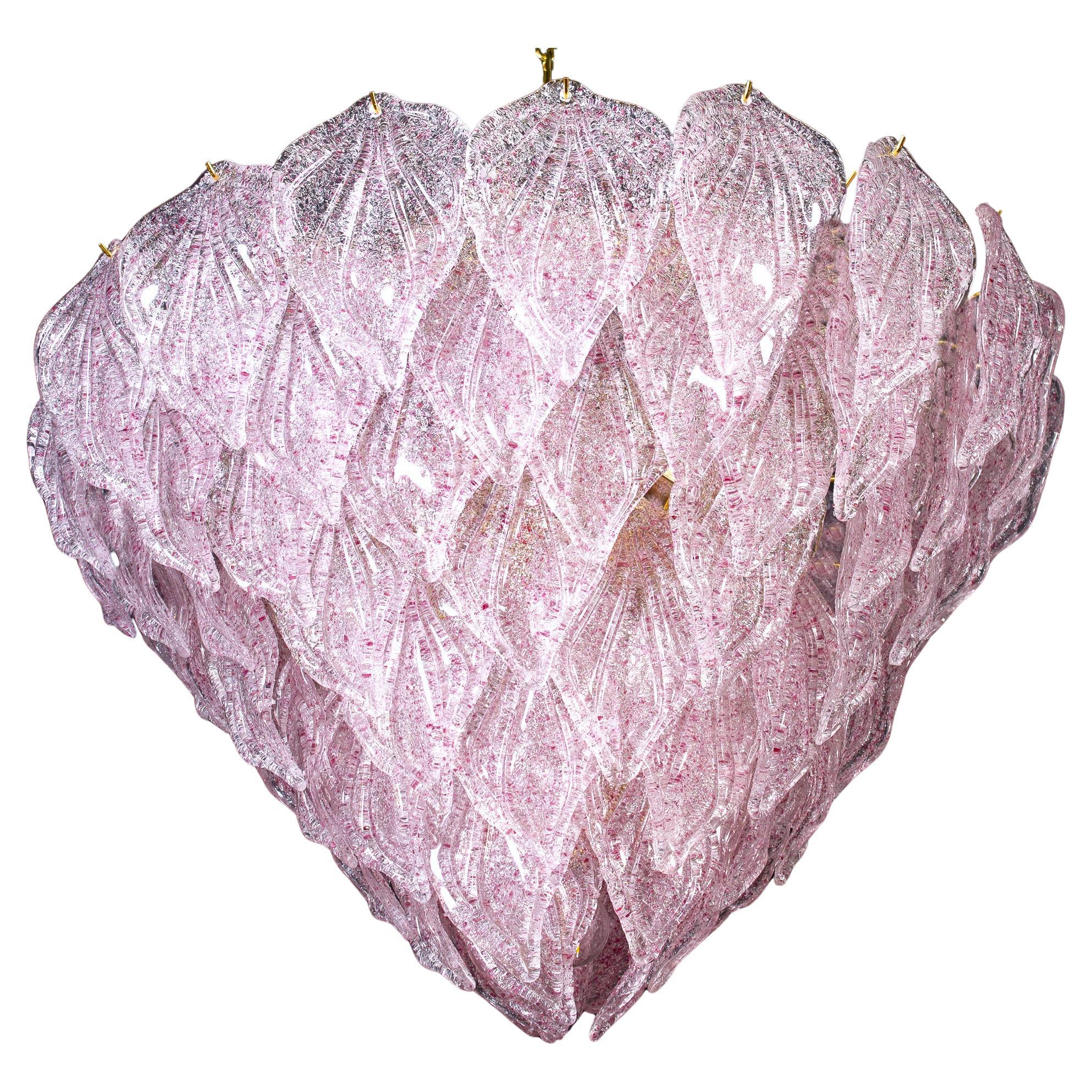 Lustre polaire en verre de Murano rose, Italie, 1970