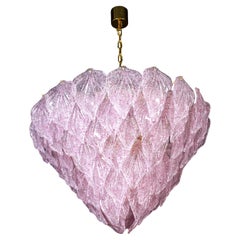 Lustre polaire en verre de Murano rose, Italie, 1970