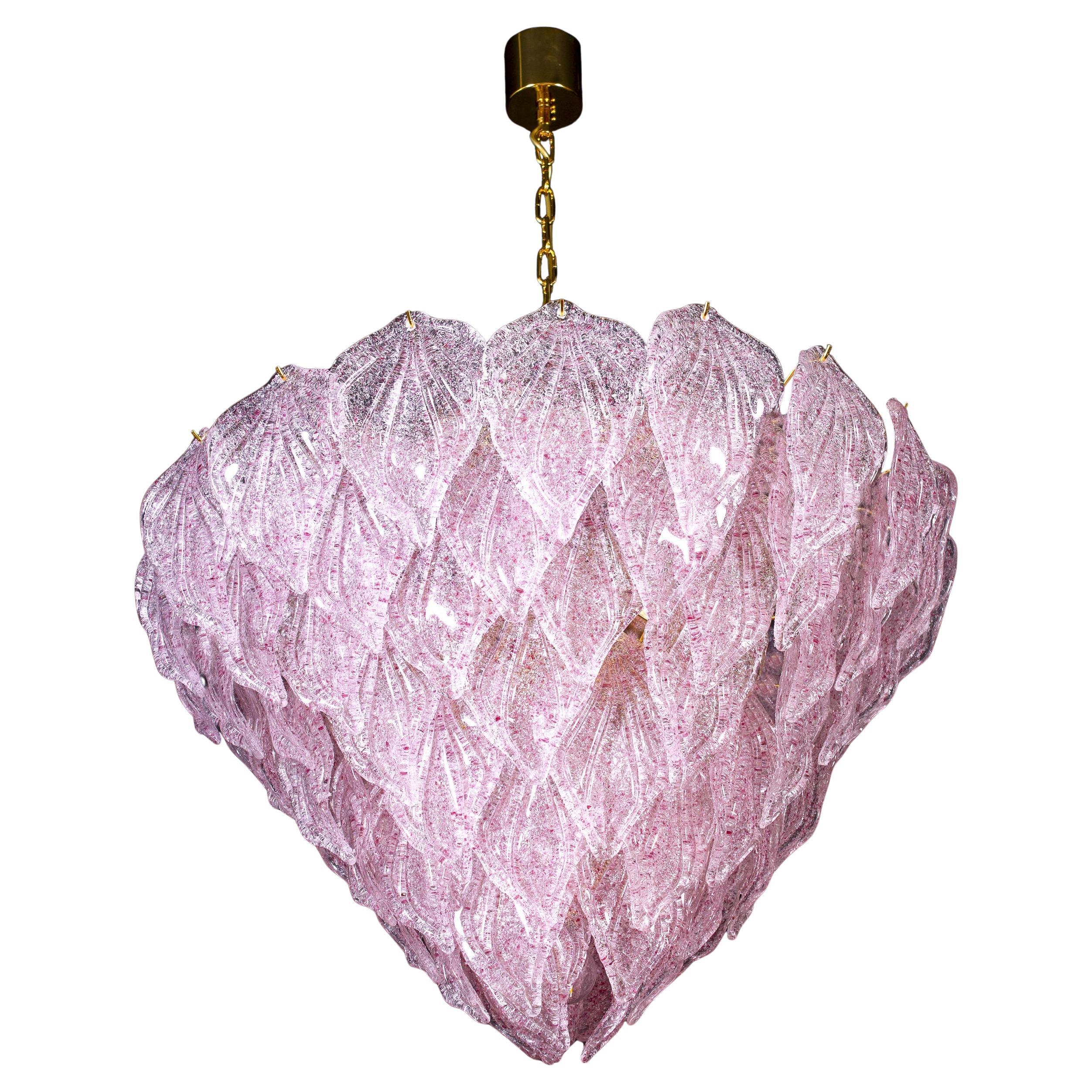 Pink Murano Glass Polar Chandelier, Italy, 1970s