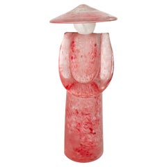 Vintage Pink Murano Glass Sculpture Attributed to Archimede Seguso 1970s