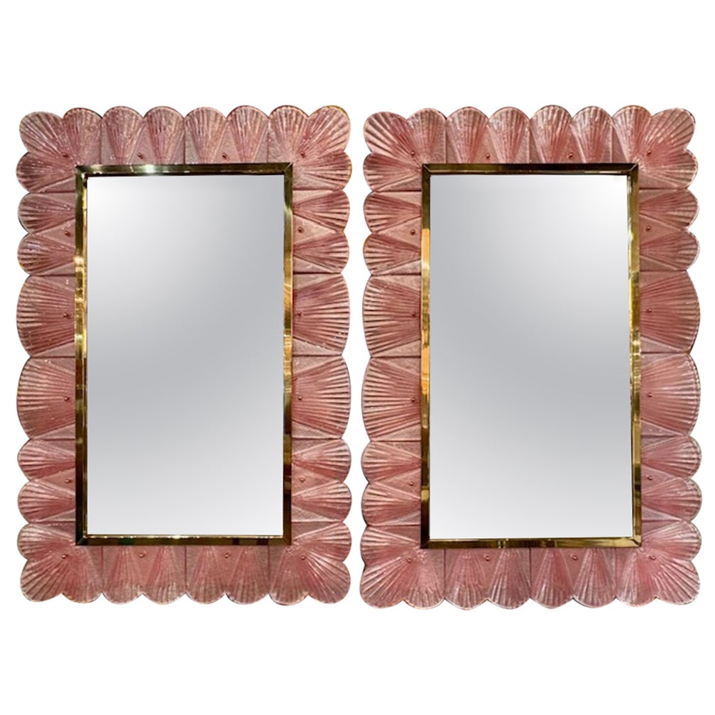 Pink Murano Glass Shell Mirrors