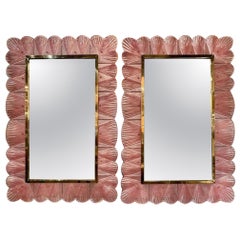 Pink Murano Glass Shell Mirrors