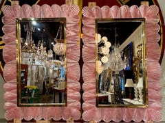 Pink Murano Glass Shell Mirrors Pink Murano Glass Shell Mirrors