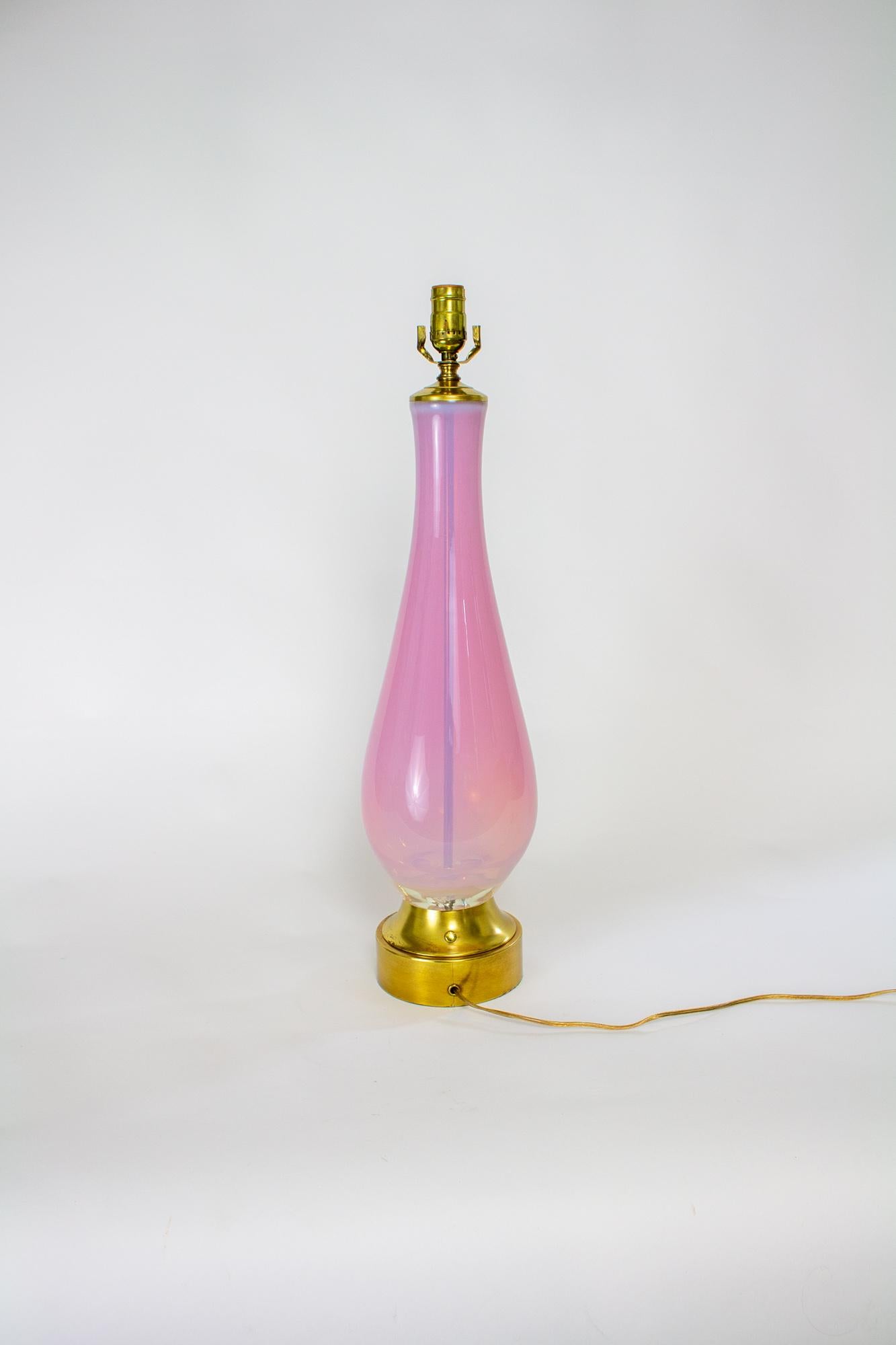 Mid-Century Modern Pink Murano Glass Teardrop Table Lamp