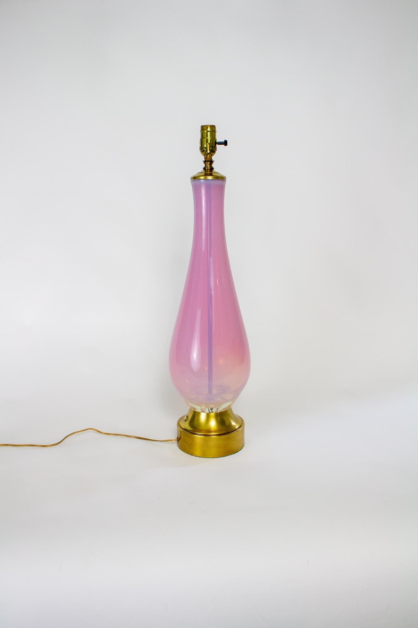 Italian Pink Murano Glass Teardrop Table Lamp