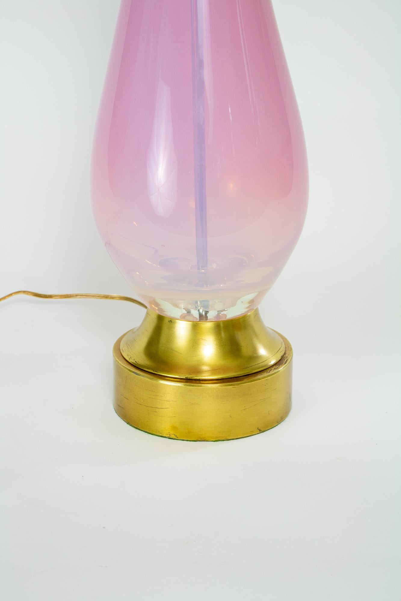 Pink Murano Glass Teardrop Table Lamp In Good Condition In Canton, MA