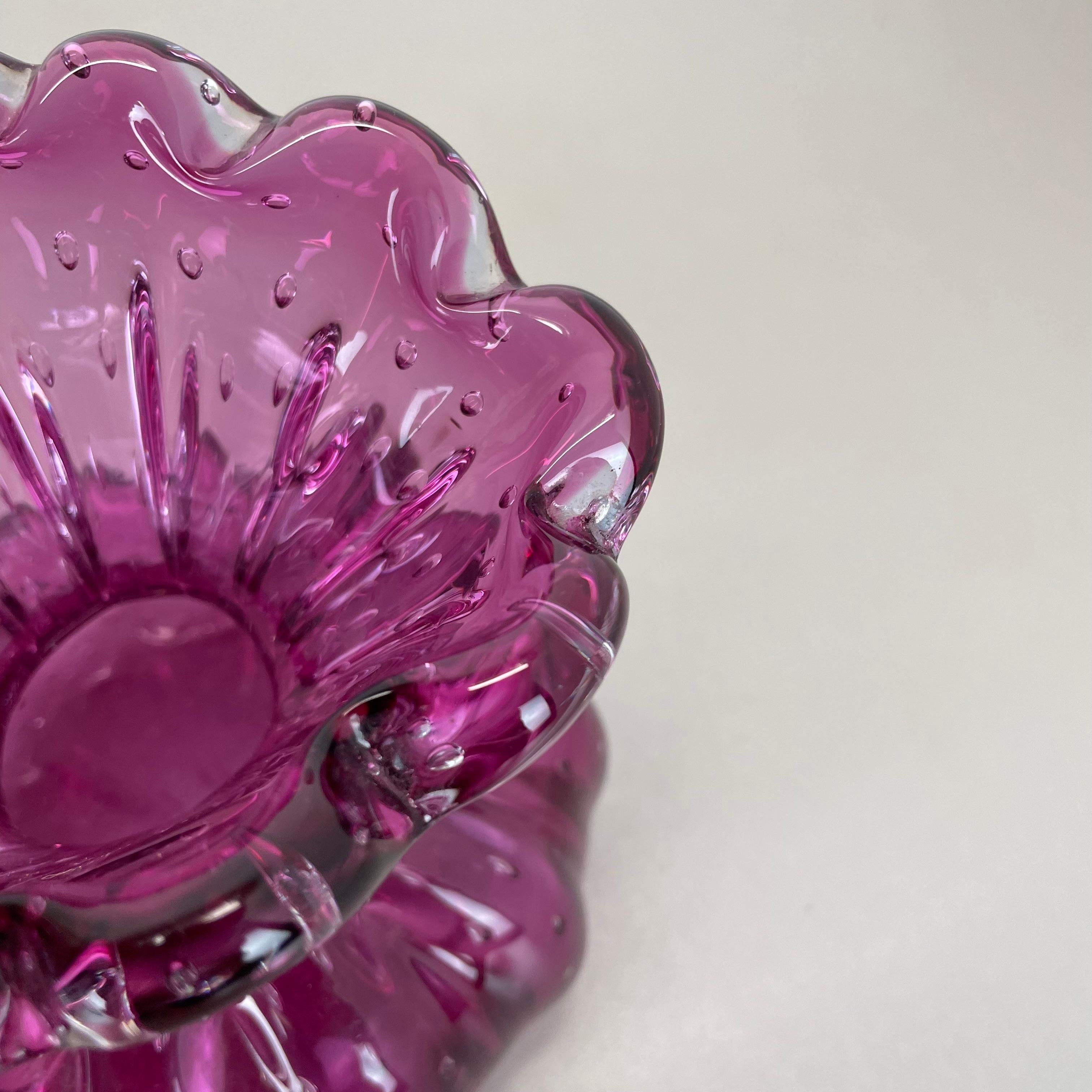 Vaso in vetro di Murano ROSA Elemento Cordonato d'oro di Barovier&Toso Italia anni '70 in vendita 3