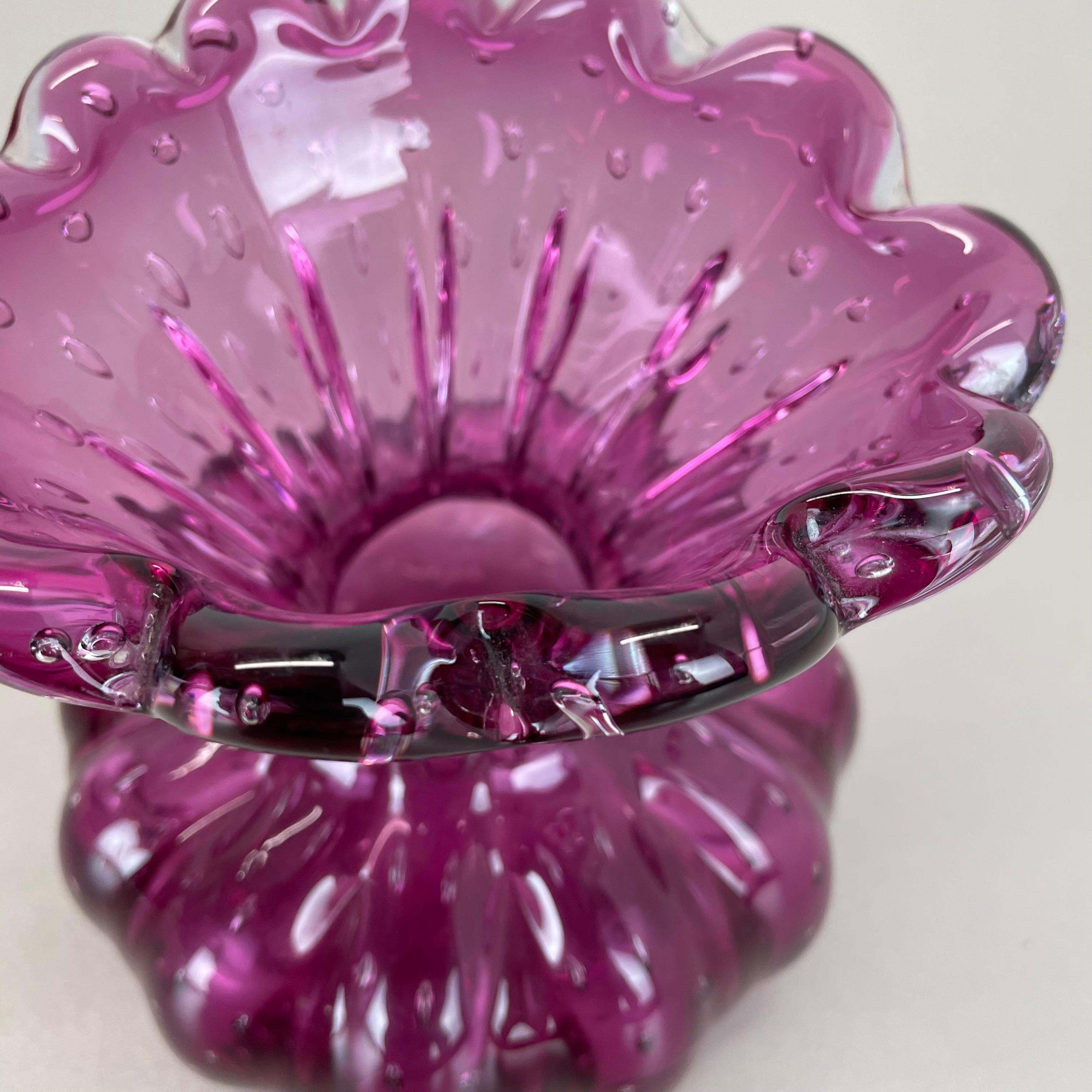 Vaso in vetro di Murano ROSA Elemento Cordonato d'oro di Barovier&Toso Italia anni '70 in vendita 4