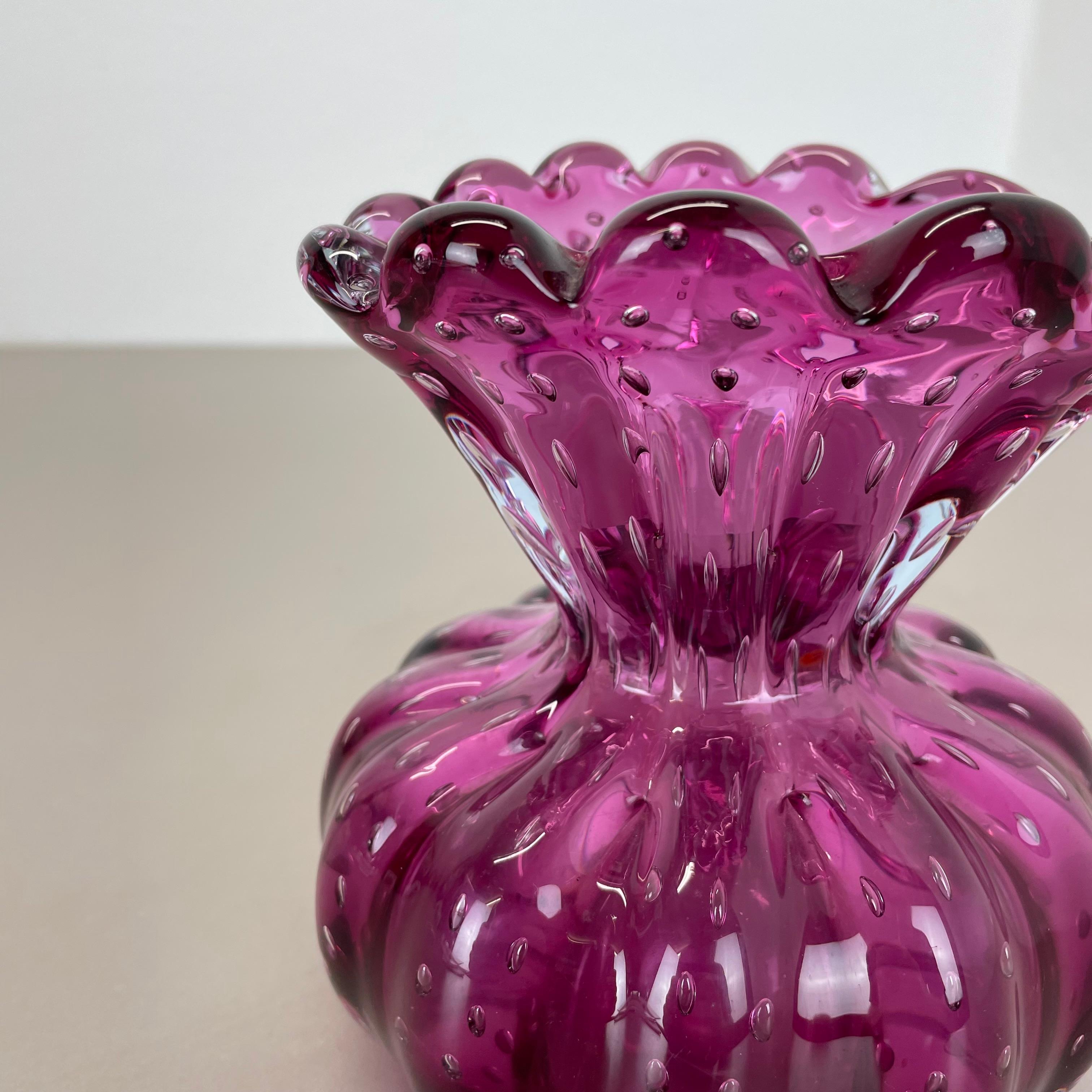 Vaso in vetro di Murano ROSA Elemento Cordonato d'oro di Barovier&Toso Italia anni '70 in vendita 5