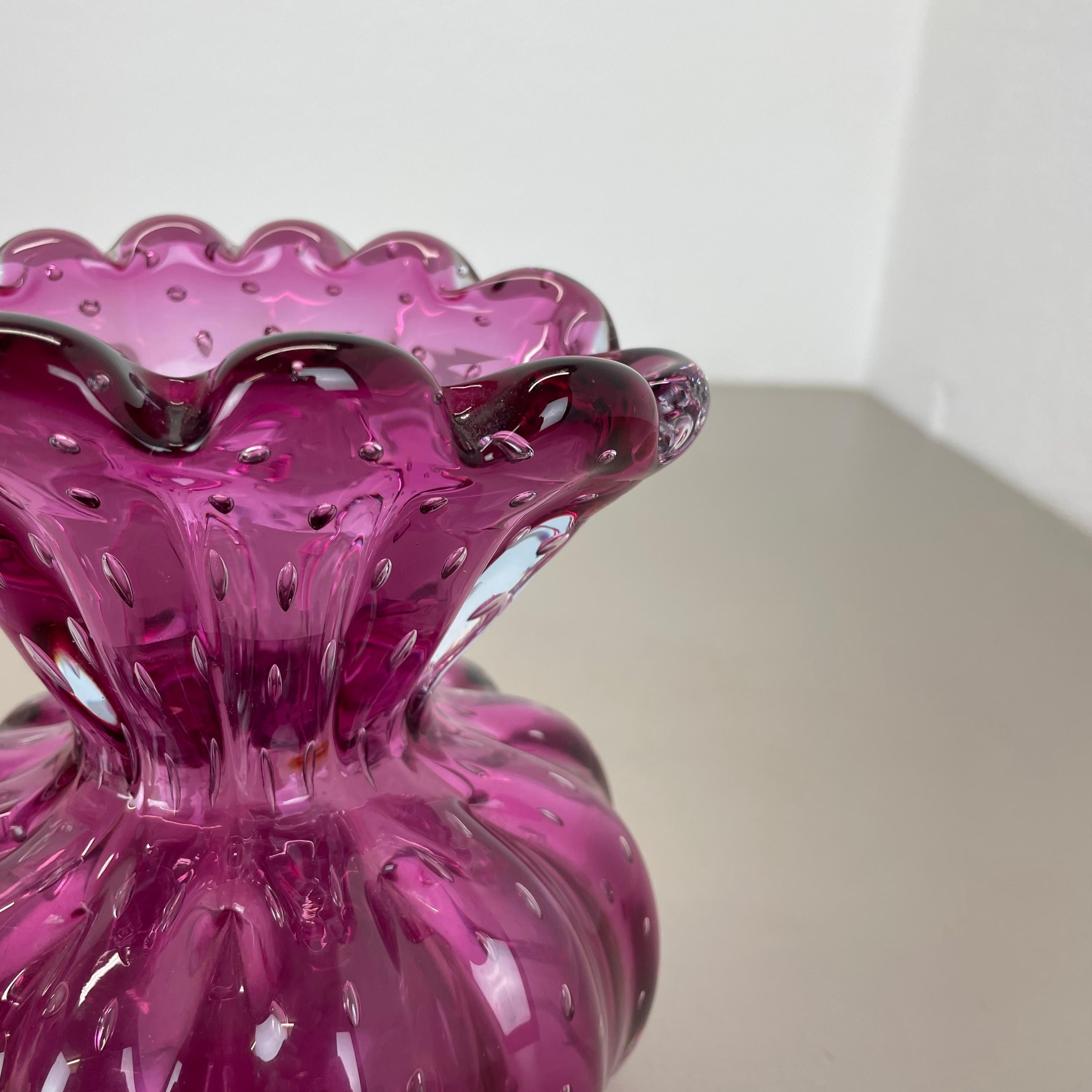 Vaso in vetro di Murano ROSA Elemento Cordonato d'oro di Barovier&Toso Italia anni '70 in vendita 6
