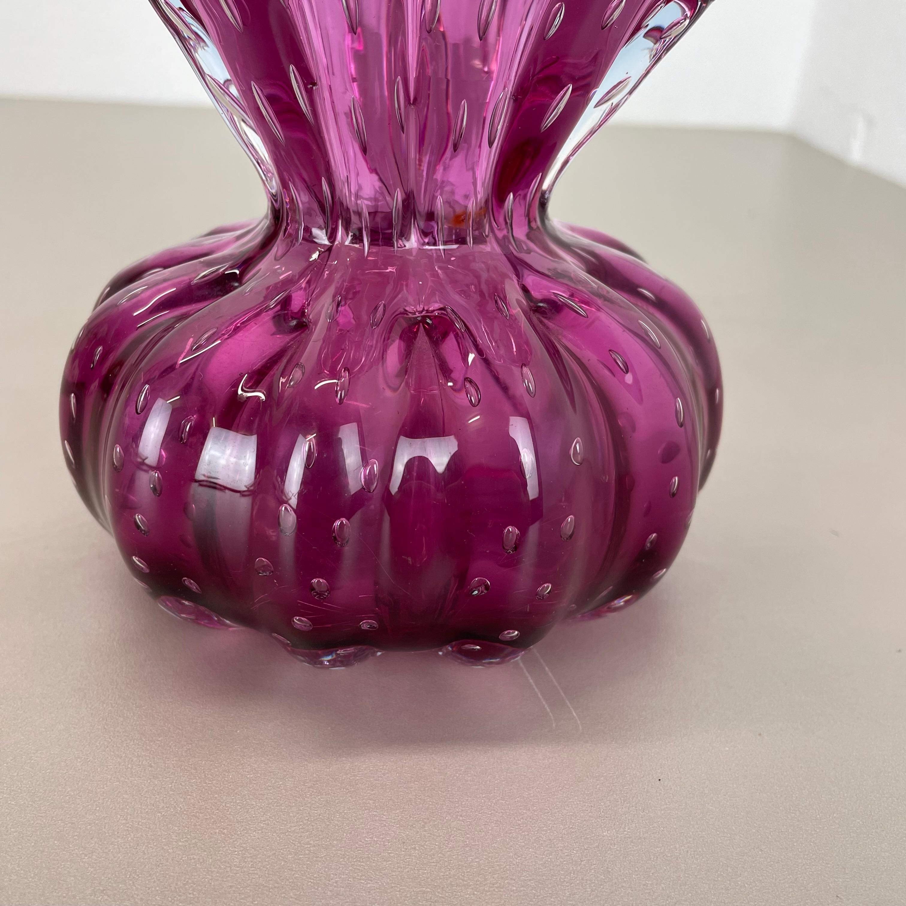 Vaso in vetro di Murano ROSA Elemento Cordonato d'oro di Barovier&Toso Italia anni '70 in vendita 7