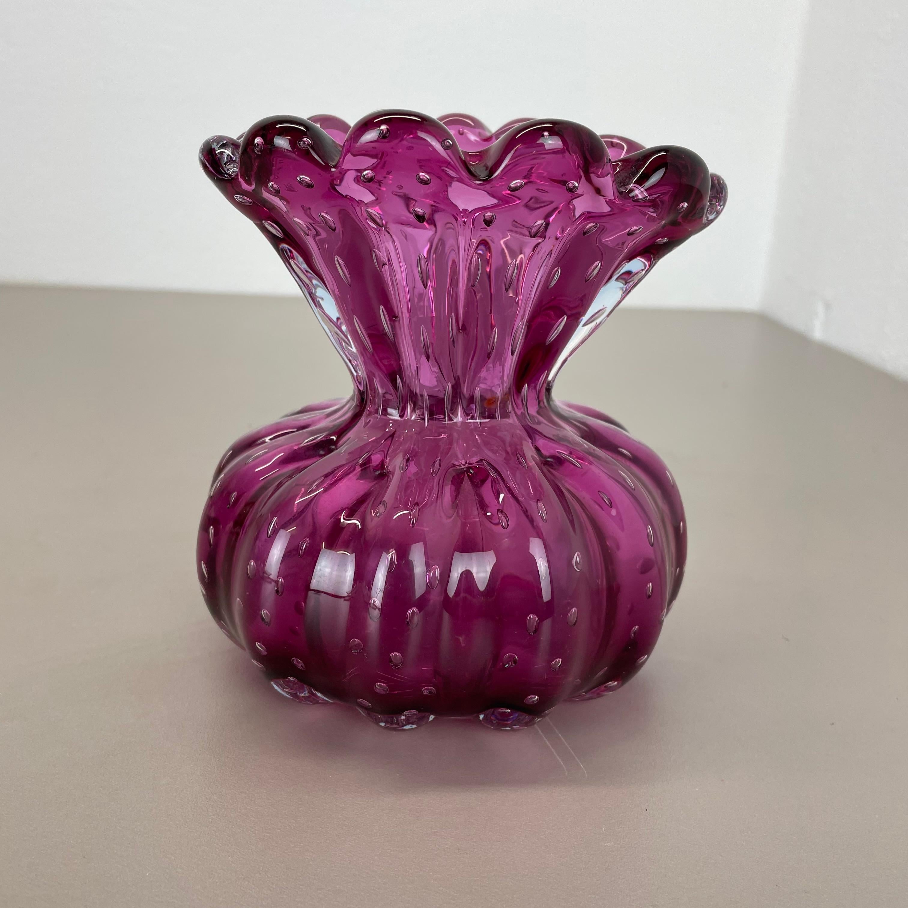 Vaso in vetro di Murano ROSA Elemento Cordonato d'oro di Barovier&Toso Italia anni '70 in vendita 8
