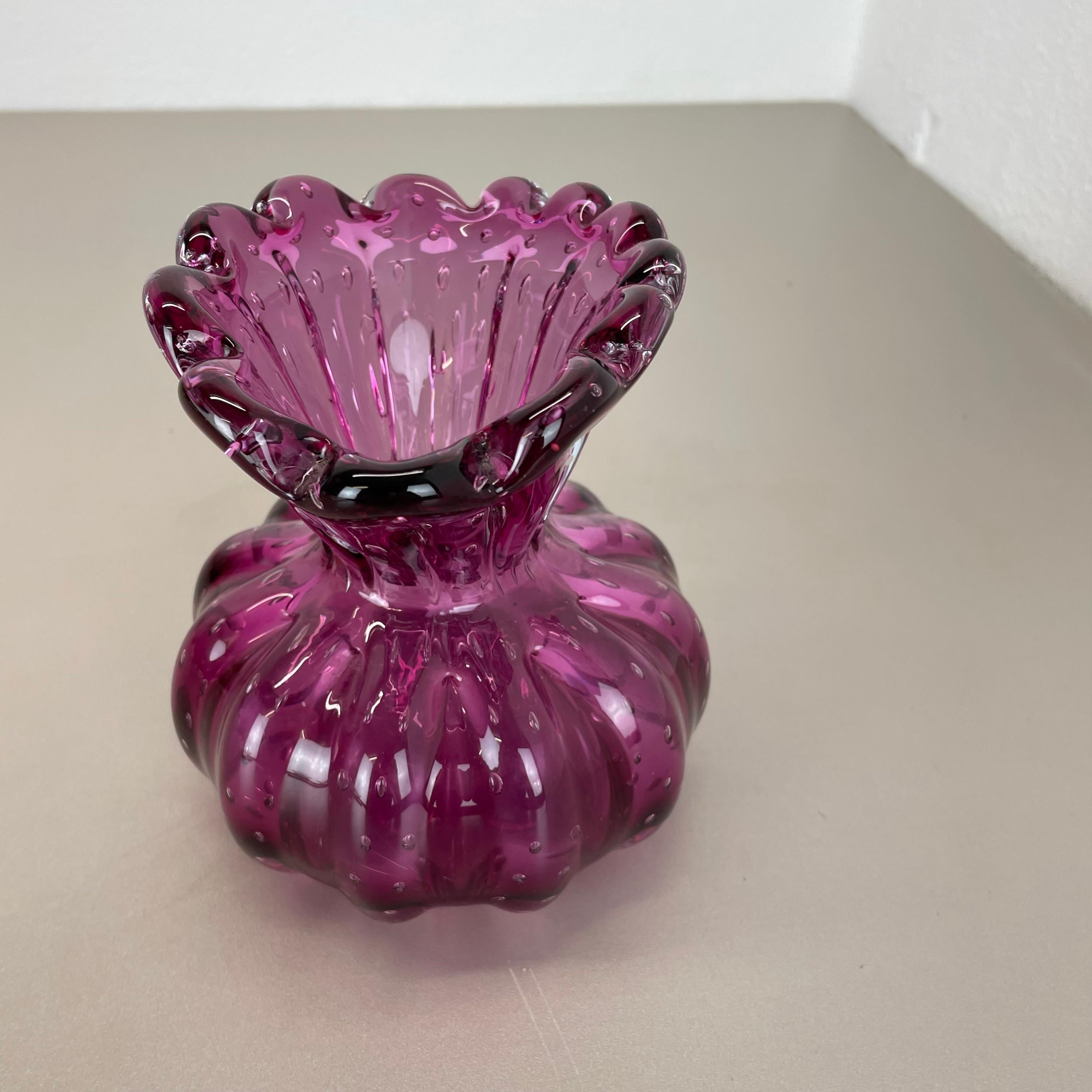 Vaso in vetro di Murano ROSA Elemento Cordonato d'oro di Barovier&Toso Italia anni '70 in vendita 9