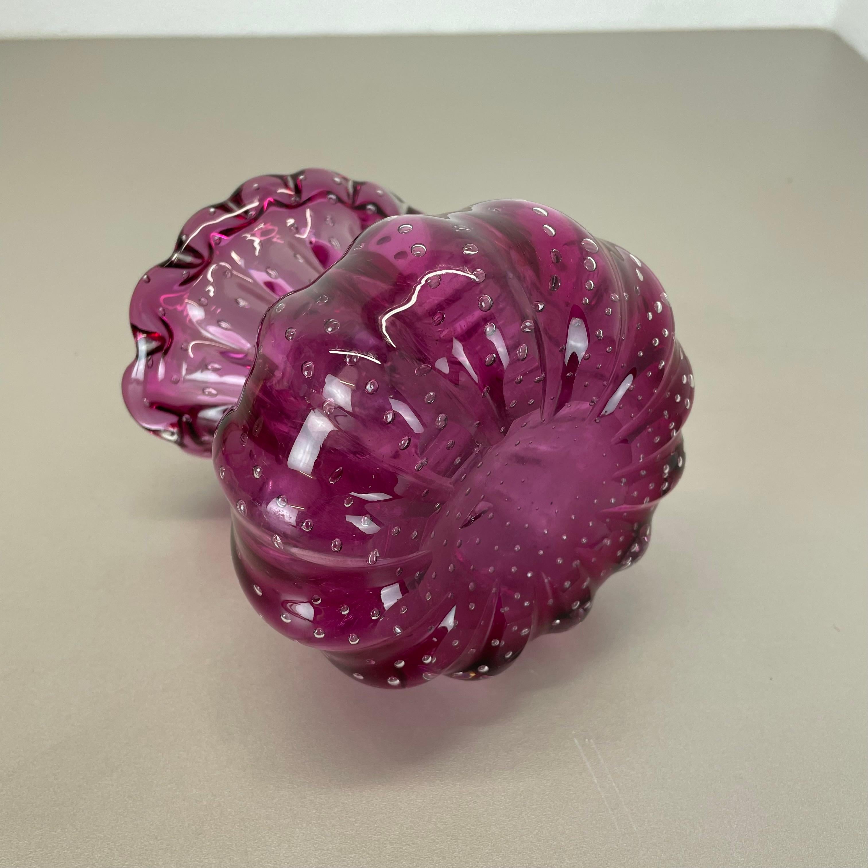 Vaso in vetro di Murano ROSA Elemento Cordonato d'oro di Barovier&Toso Italia anni '70 in vendita 10