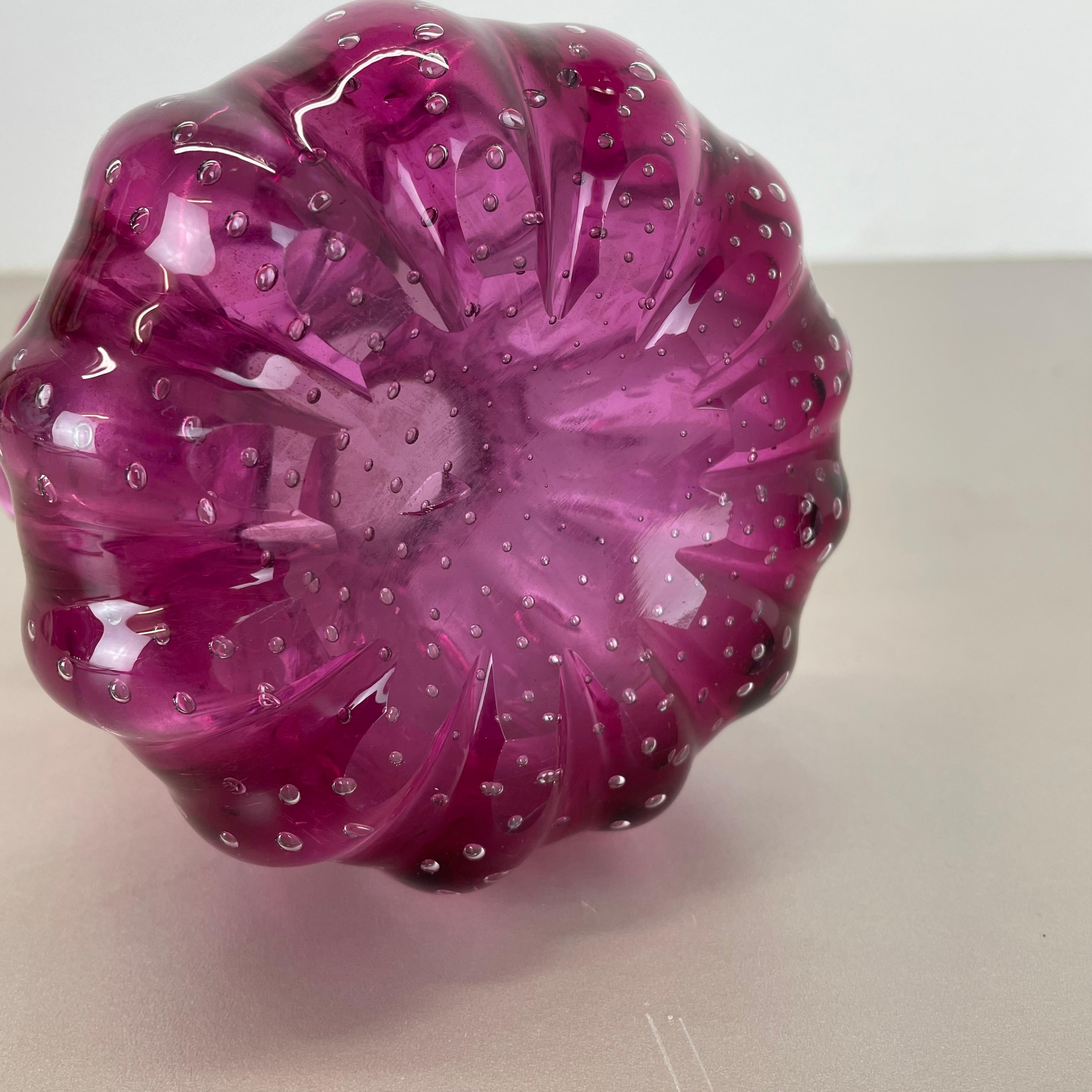 Vaso in vetro di Murano ROSA Elemento Cordonato d'oro di Barovier&Toso Italia anni '70 in vendita 11