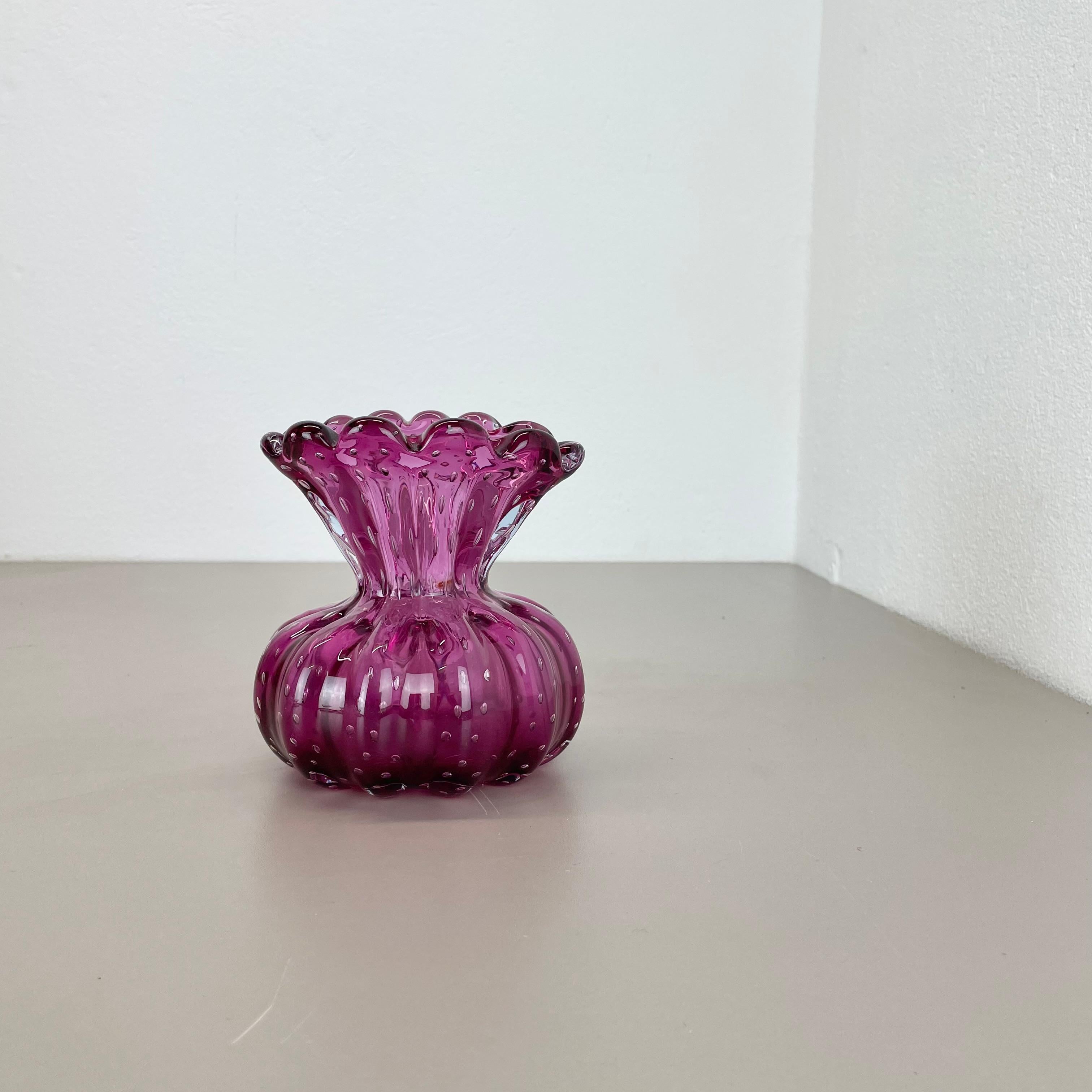 Mid-Century moderno Vaso in vetro di Murano ROSA Elemento Cordonato d'oro di Barovier&Toso Italia anni '70 in vendita