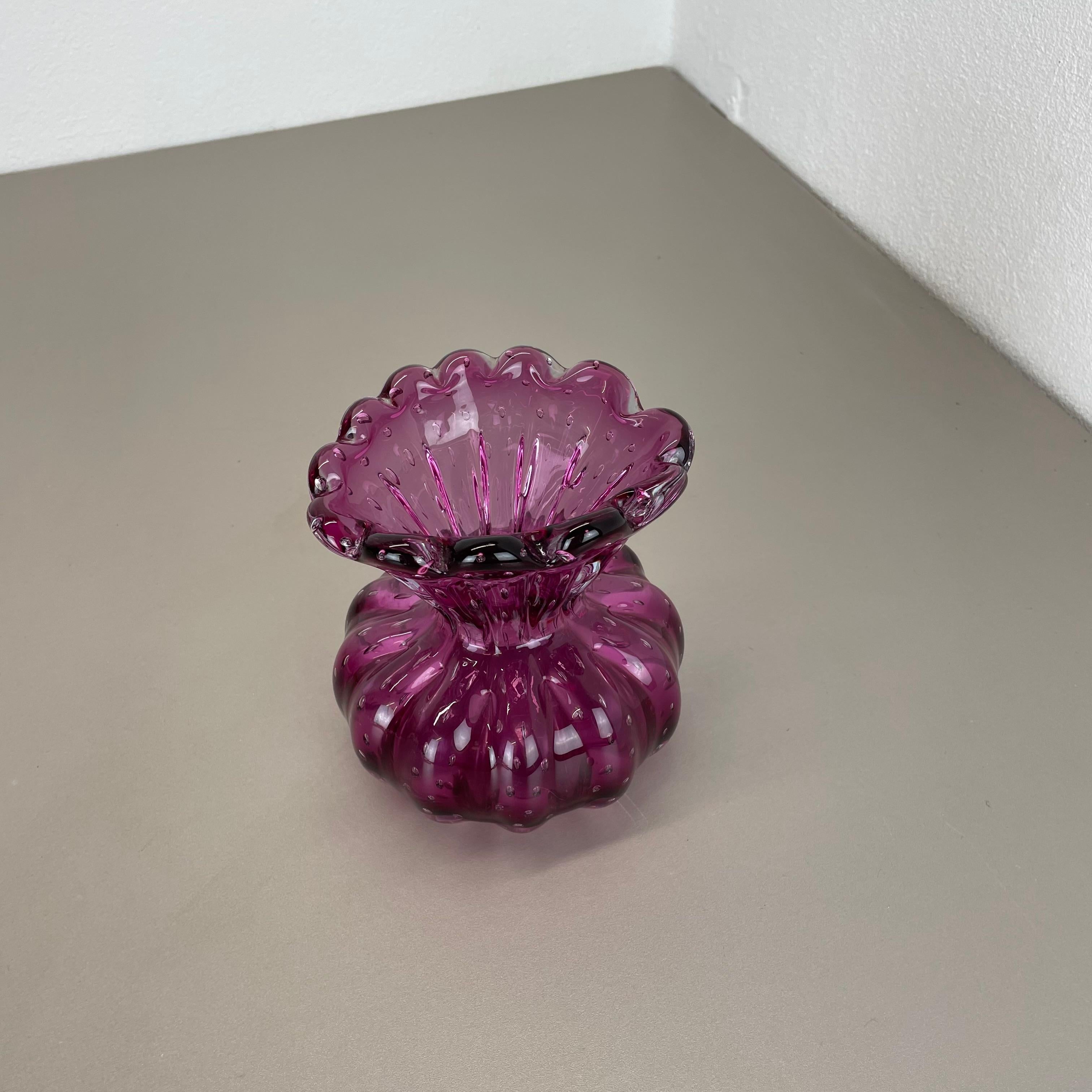 XX secolo Vaso in vetro di Murano ROSA Elemento Cordonato d'oro di Barovier&Toso Italia anni '70 in vendita