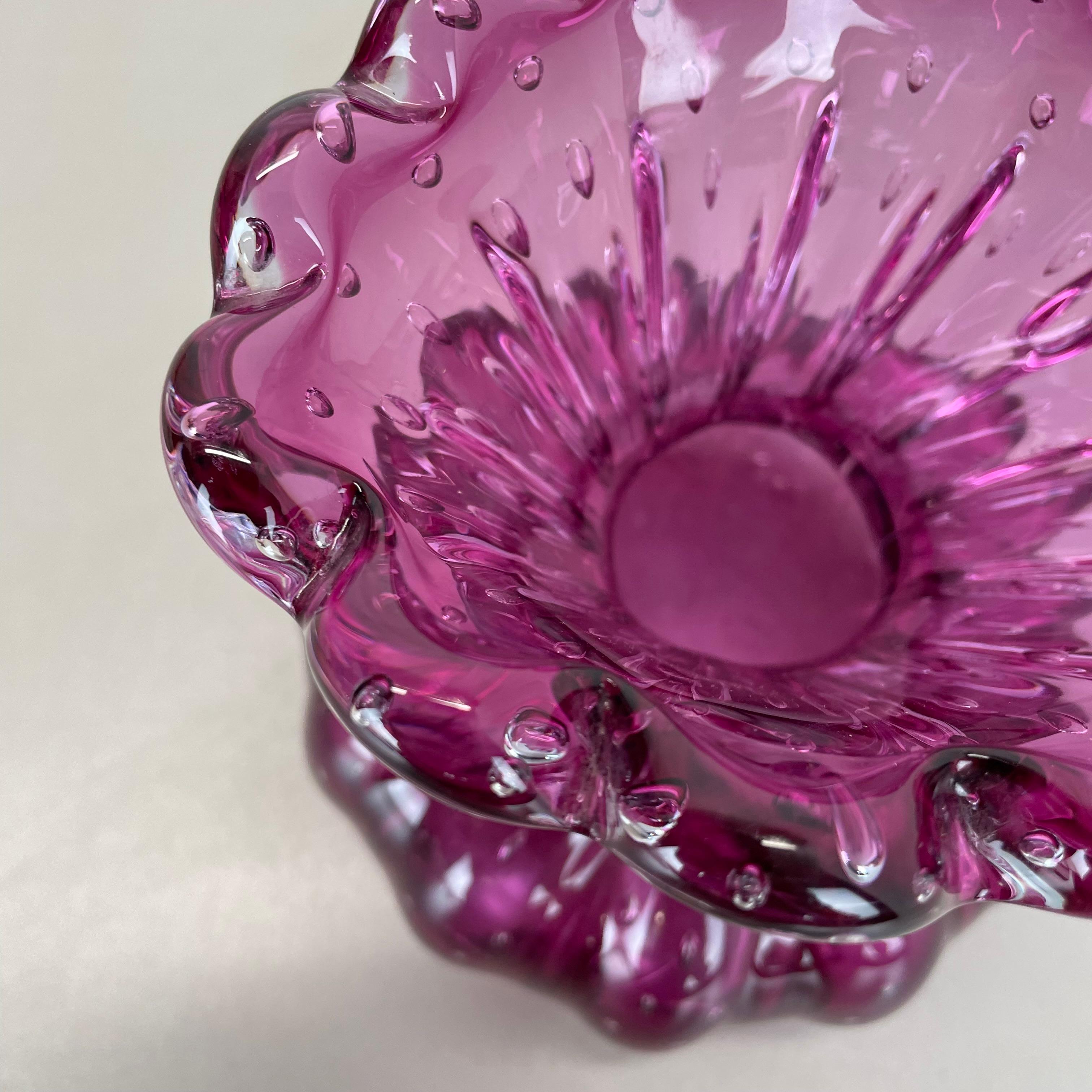 Vaso in vetro di Murano ROSA Elemento Cordonato d'oro di Barovier&Toso Italia anni '70 in vendita 1
