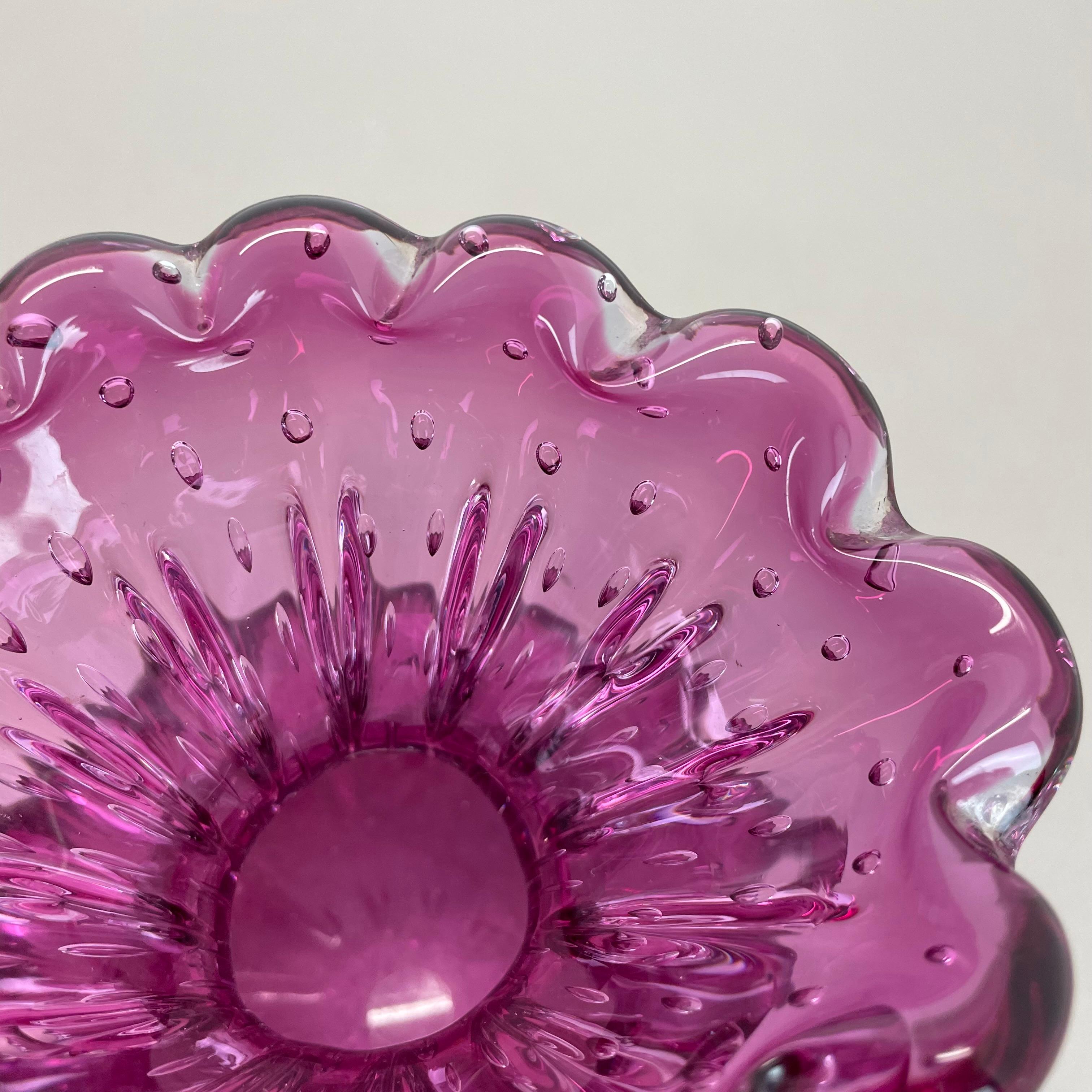 Vaso in vetro di Murano ROSA Elemento Cordonato d'oro di Barovier&Toso Italia anni '70 in vendita 2