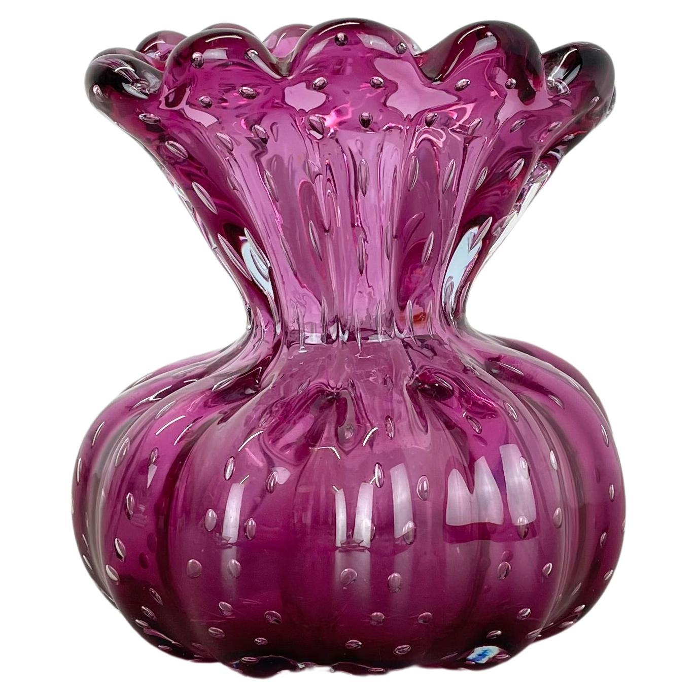 ROSA Jarrón de cristal de Murano Elemento Cordonato d'oro de Barovier y Toso Italia años 70
