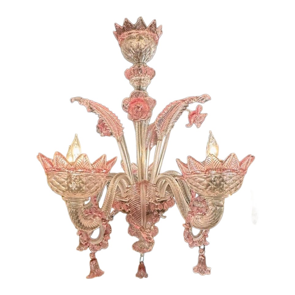 Pink Murano Glass Venetian Style Chandelier