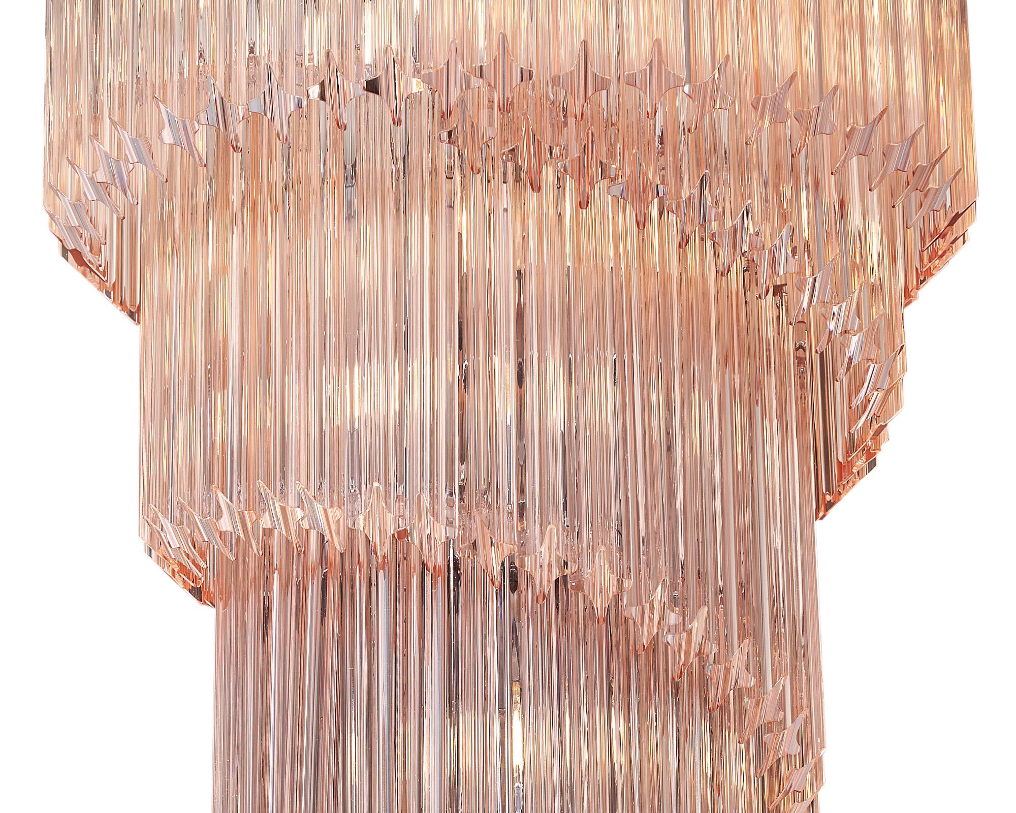 Pink Murano Glass Venini “Triedri” Spiral Chandelier In Good Condition For Sale In Austin, TX