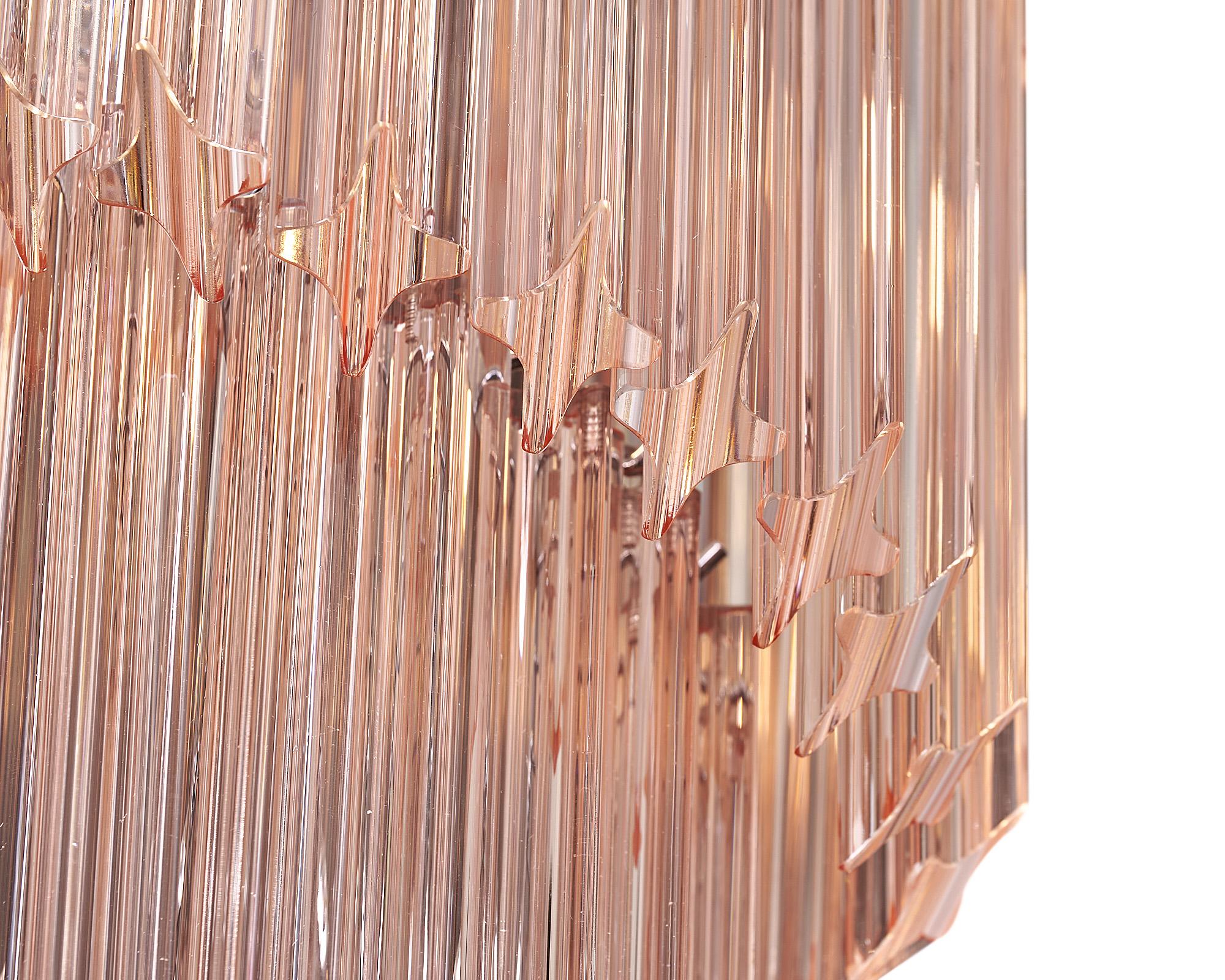 Contemporary Pink Murano Glass Venini “Triedri” Spiral Chandelier For Sale