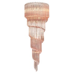 Pink Murano Glass Venini “Triedri” Spiral Chandelier
