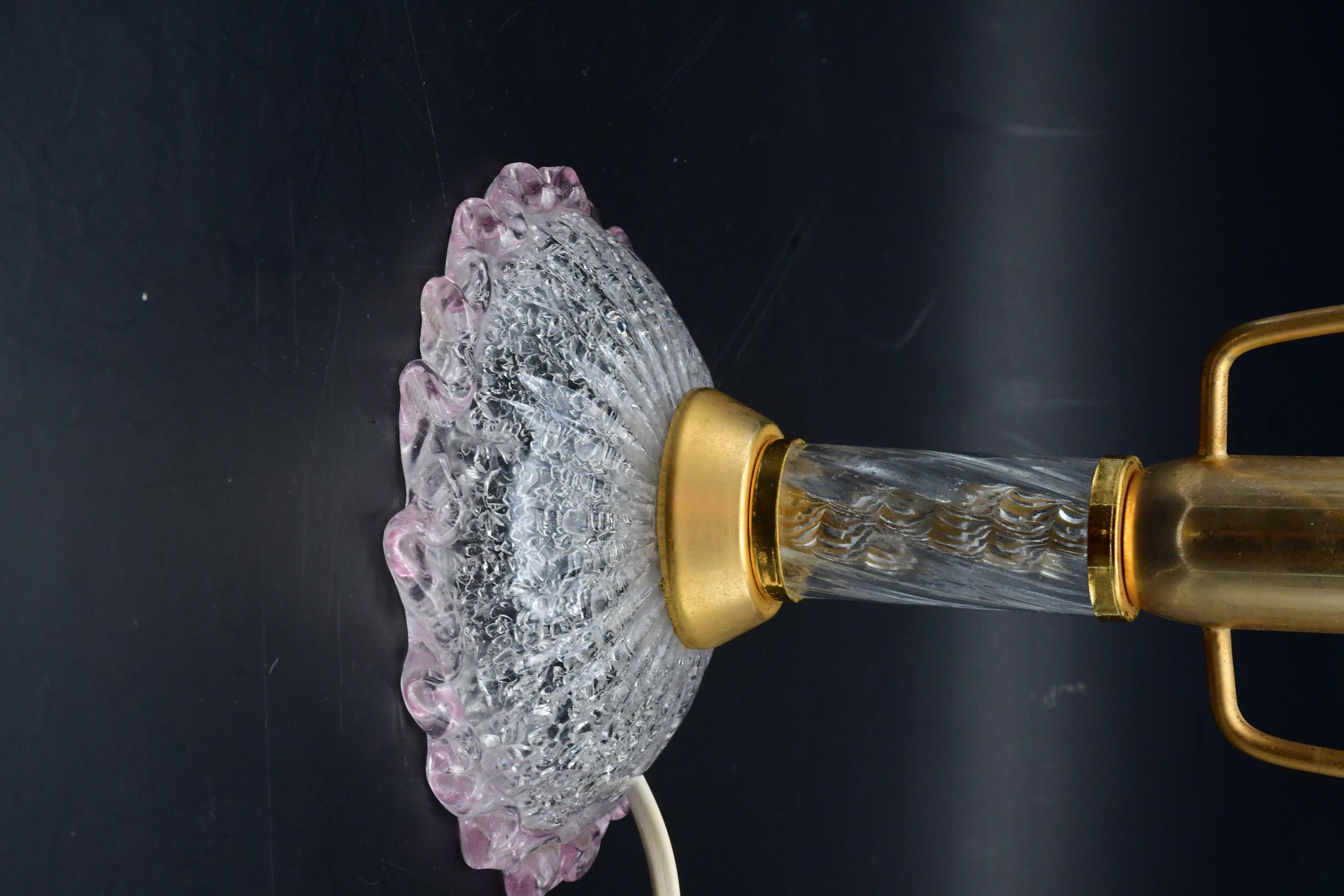 Lámpara de sobremesa vintage de cristal de Murano rosa, años 80 en Bueno estado para la venta en Roma, IT